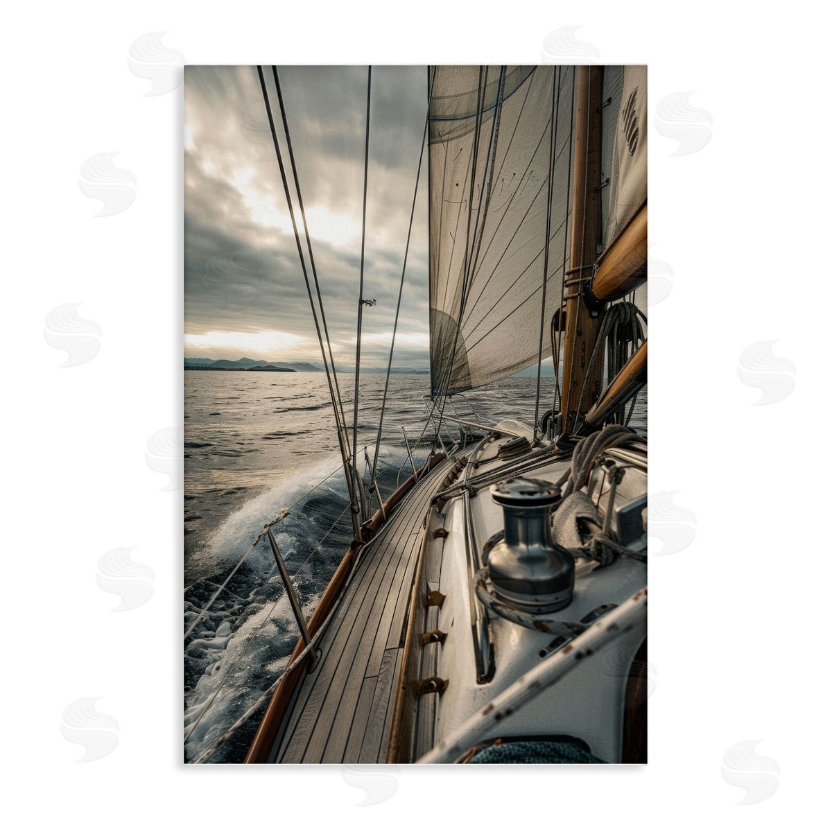 Sailing Boat Wake Waves Canvas Wall Art, Home Decor by LSR Design Studio