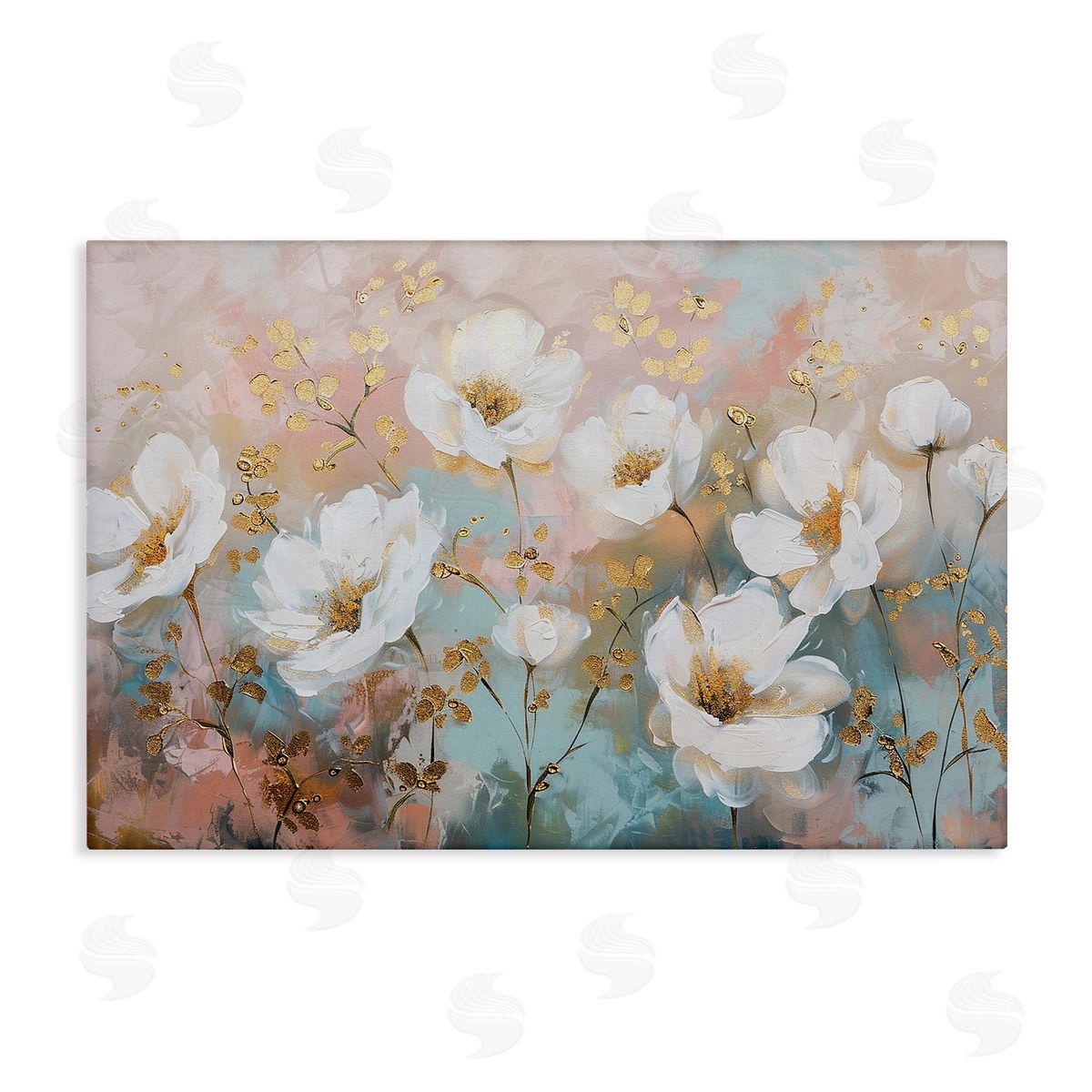 Gold Flecked Poppies Canvas Wall Art, Home Decor by LSR Design Studio