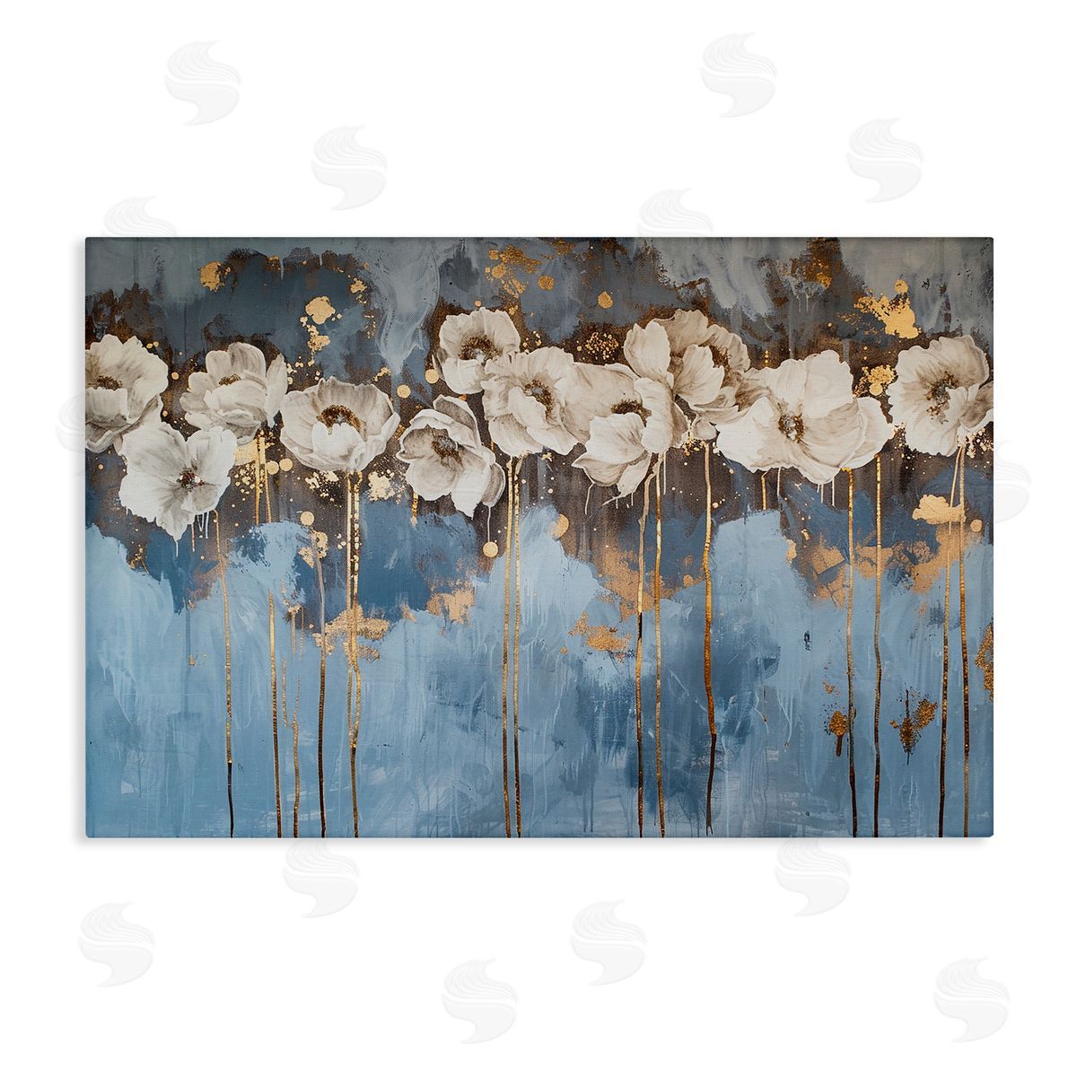 Gold Drip Peonies Canvas Wall Art, Home Decor by LSR Design Studio