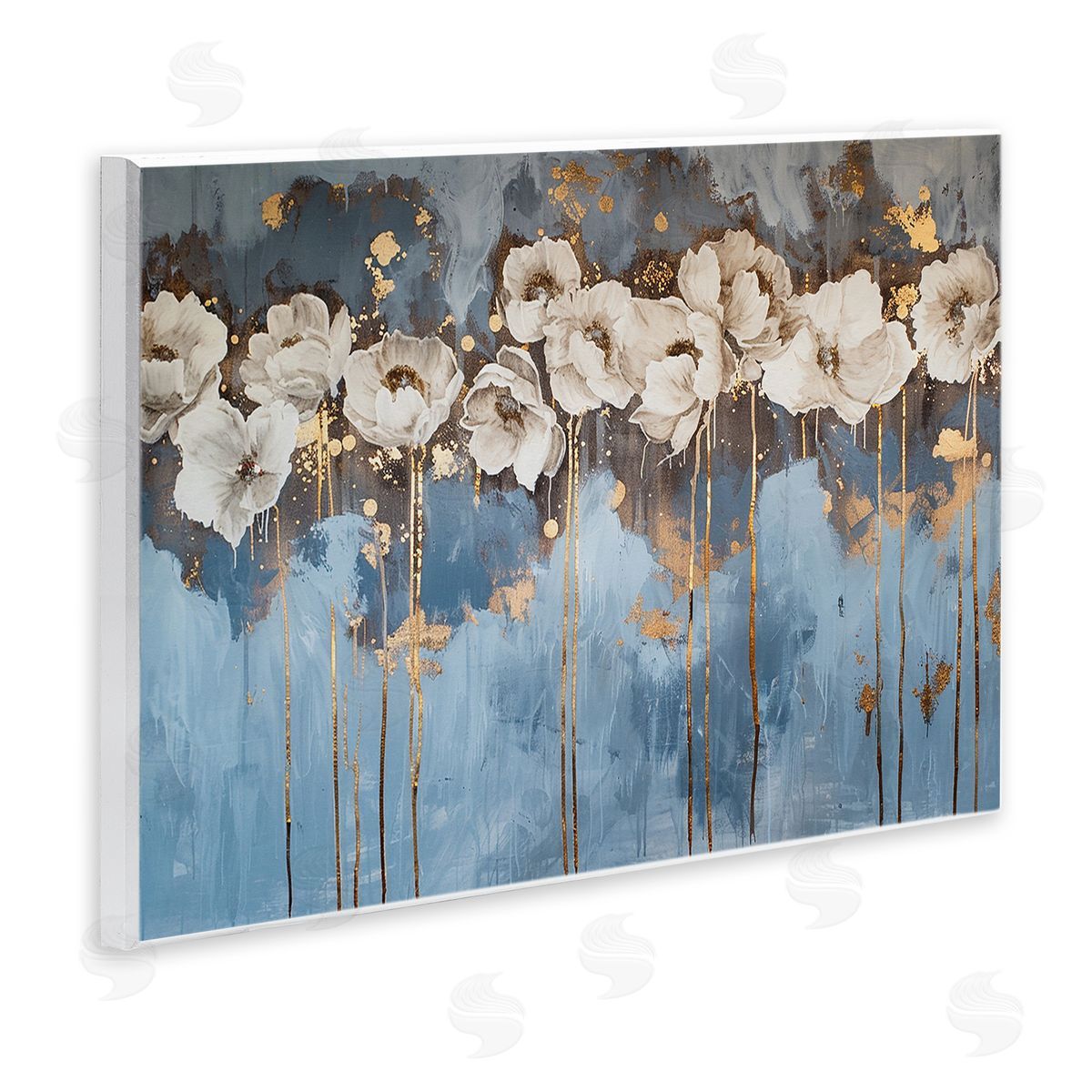 Gold Drip Peonies Wood Plaque Wall Art, Home Decor by LSR Design Studio