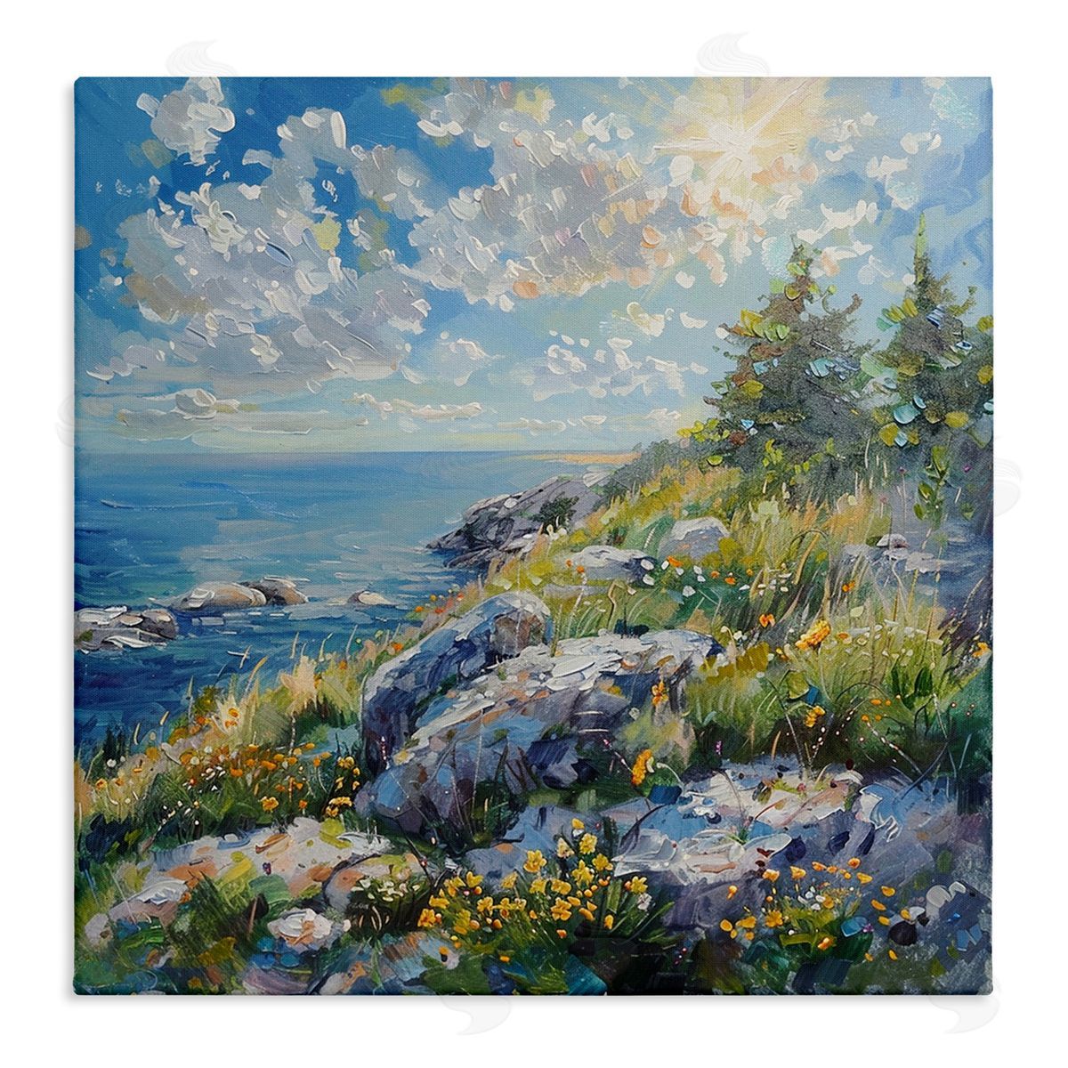 Cliffside Sea View Canvas Wall Art, Home Decor by LSR Design Studio