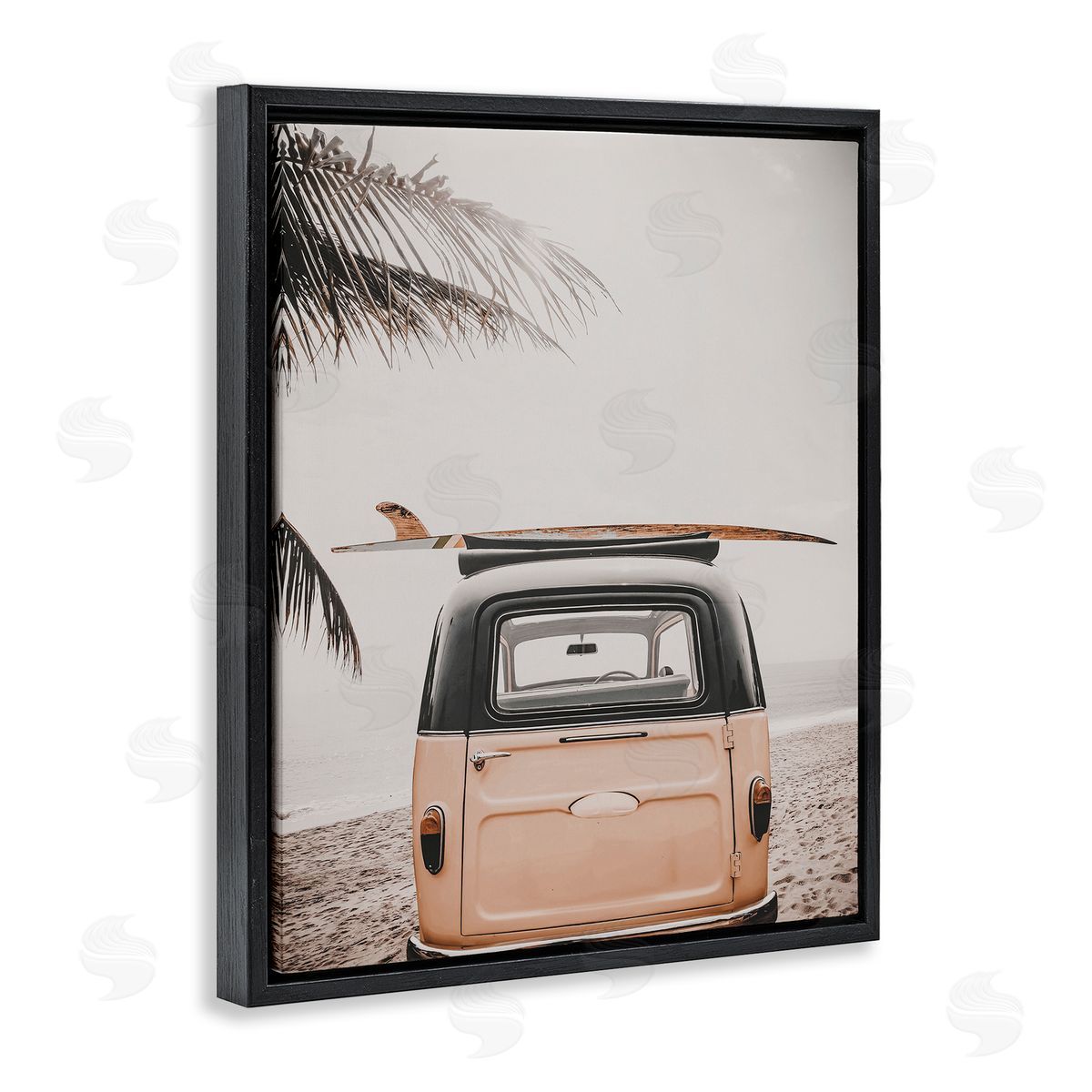 Endless Summer Beach Van Black Floating Frame Canvas Wall Art, Home Decor by LSR Design Studio