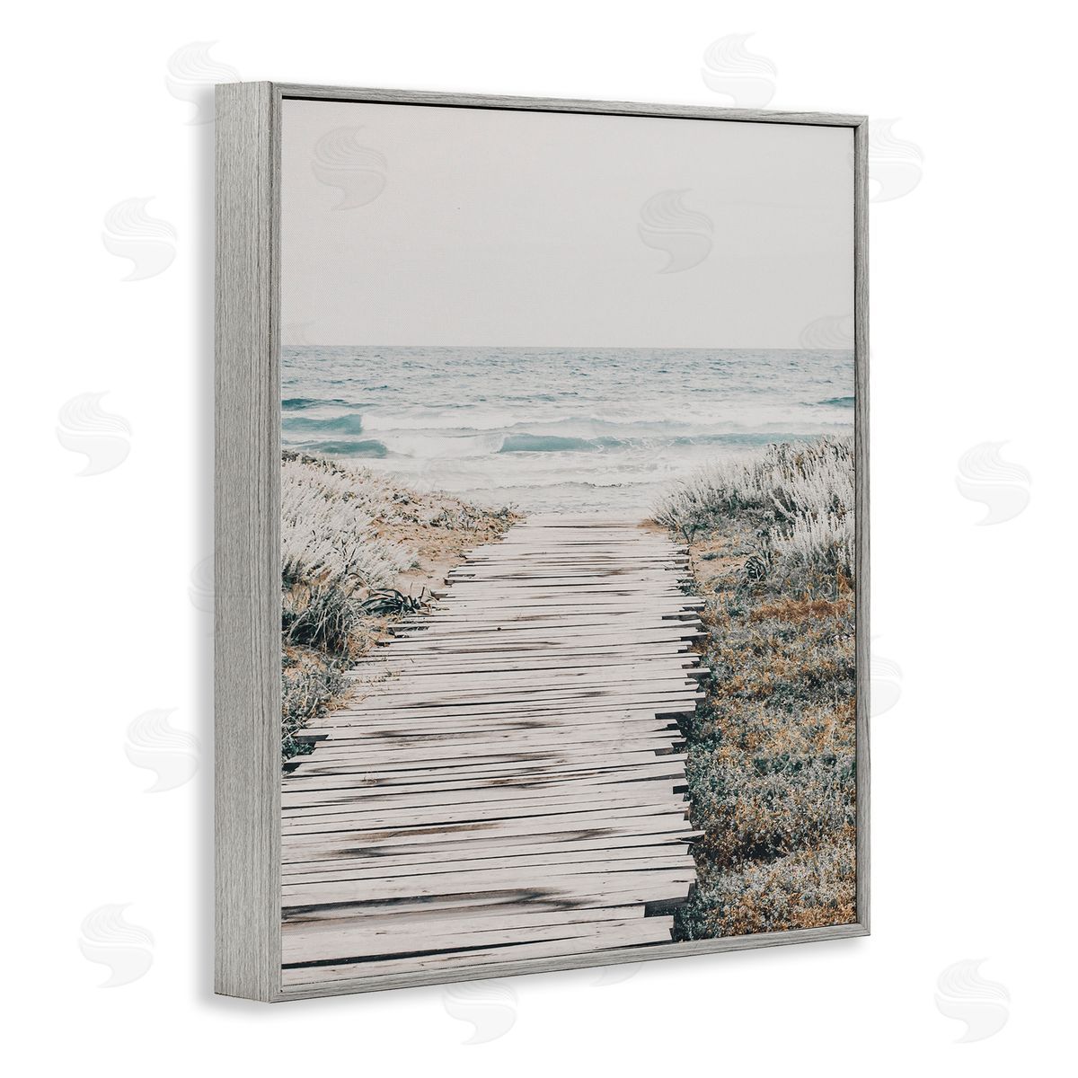 Rugged Beach Path Grey Frame Print Wall Art, Home Decor by LSR Design Studio