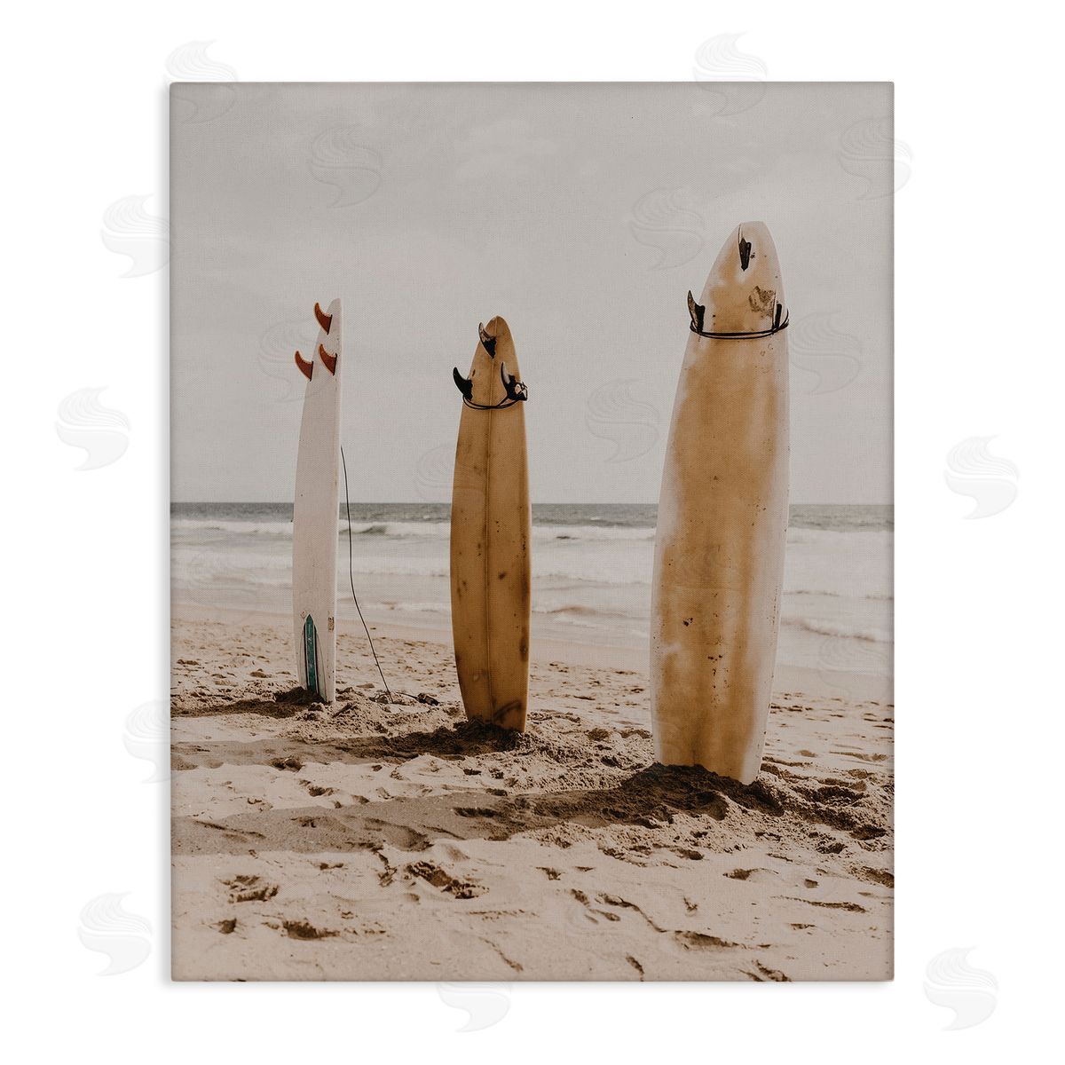 Coastal Standing Surfboards Canvas Wall Art, Home Decor by LSR Design Studio
