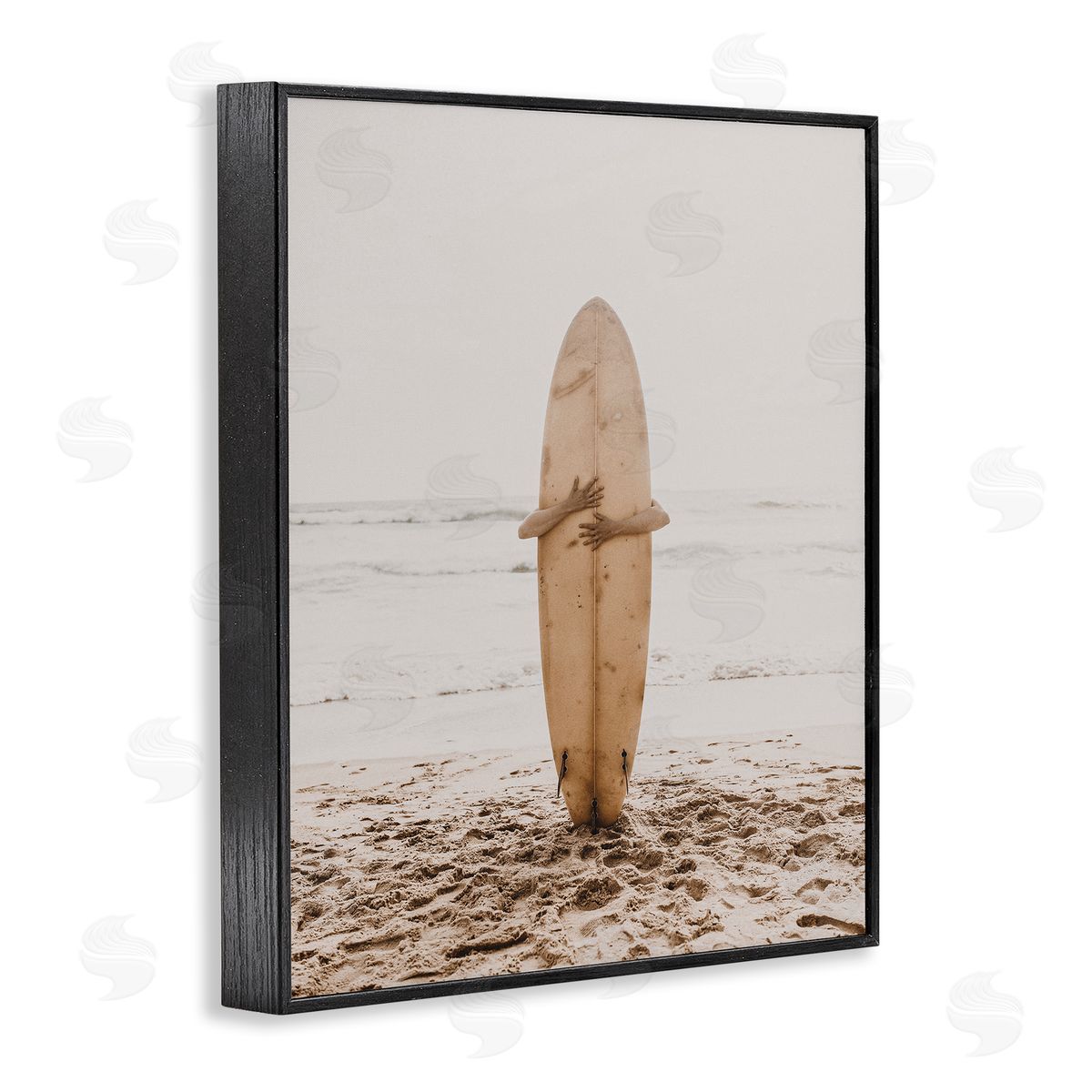 Surf Ready Board Black Frame Print Wall Art, Home Decor by LSR Design Studio