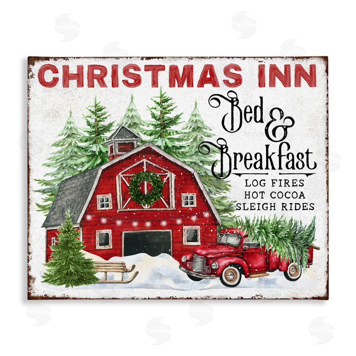 Christmas Inn Shop Canvas Wall Art, Home Decor by Creatif Belle
