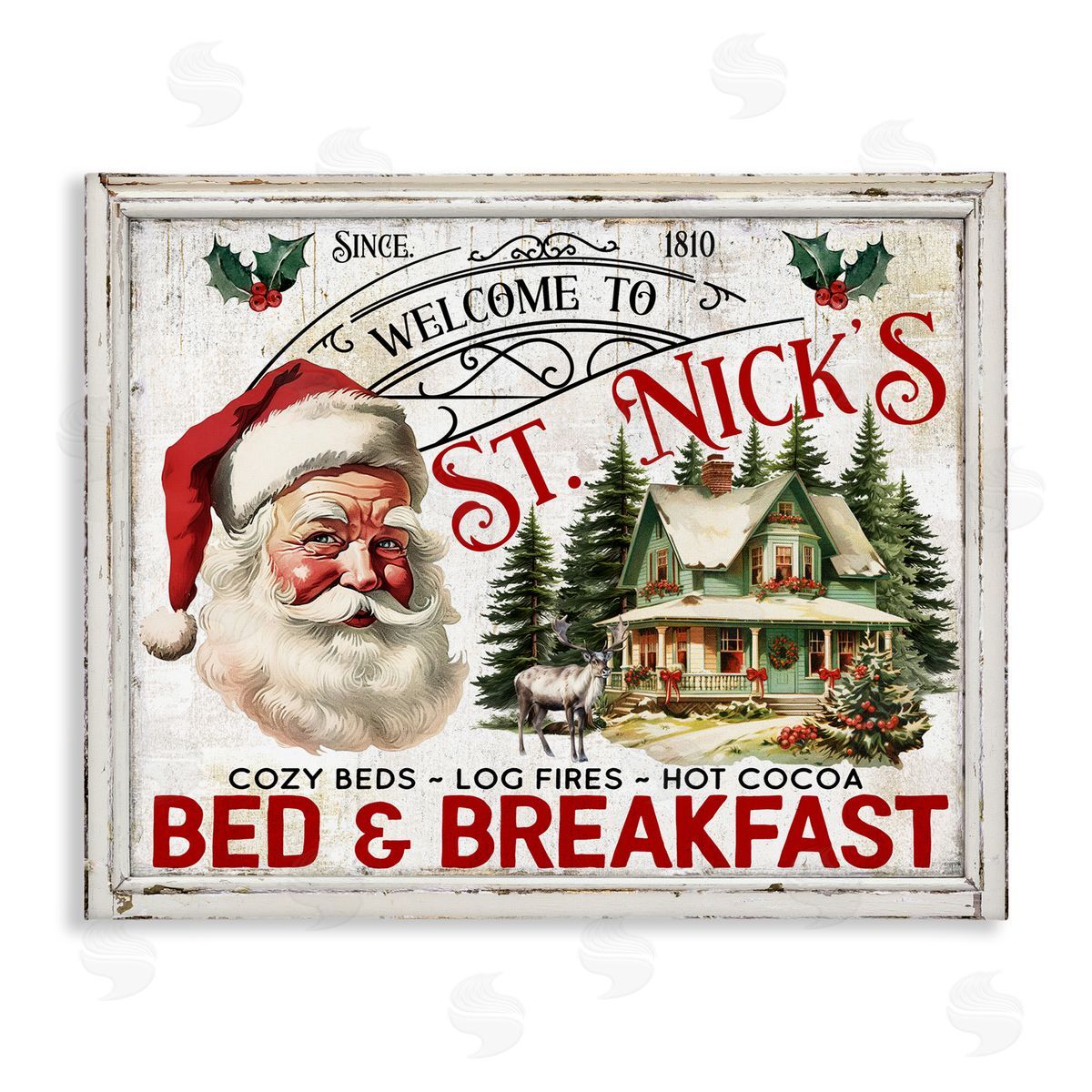 St Nick's Bed & Breakfast Canvas Wall Art, Home Decor by Creatif Belle