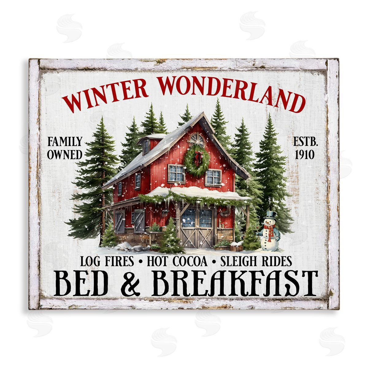 Winter Bed & Breakfast Canvas Wall Art, Home Decor by Creatif Belle