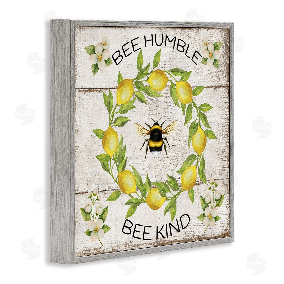Bee Humble & Kind Rustic Grey Frame Print Wall Art, Home Decor by Creatif Belle