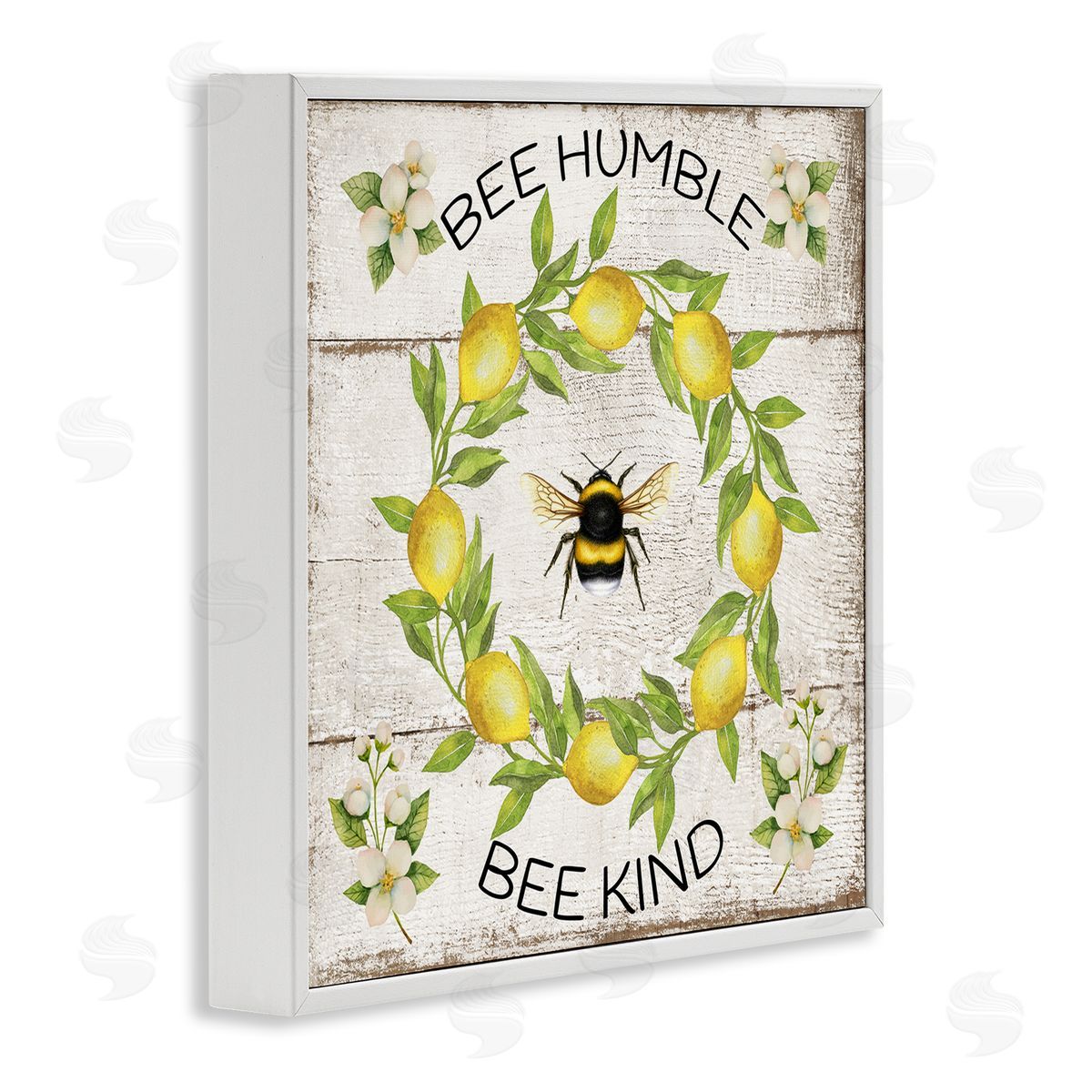 Bee Humble & Kind Rustic White Frame Print Wall Art, Home Decor by Creatif Belle