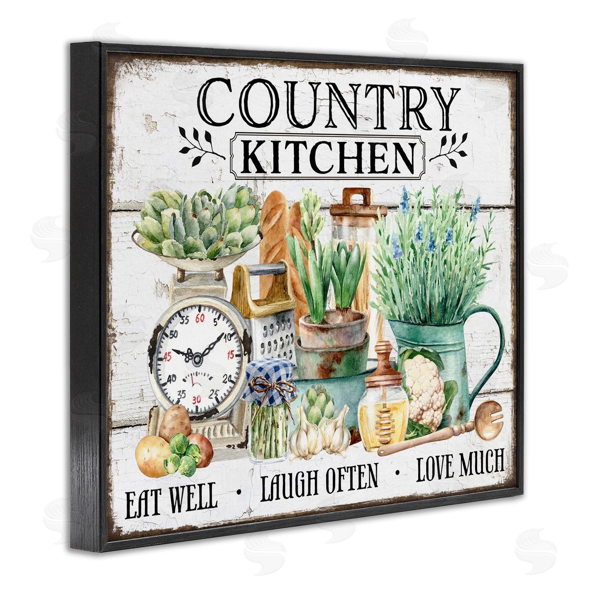 Country Kitchen Still Life Black Frame Print Wall Art, Home Decor by Creatif Belle