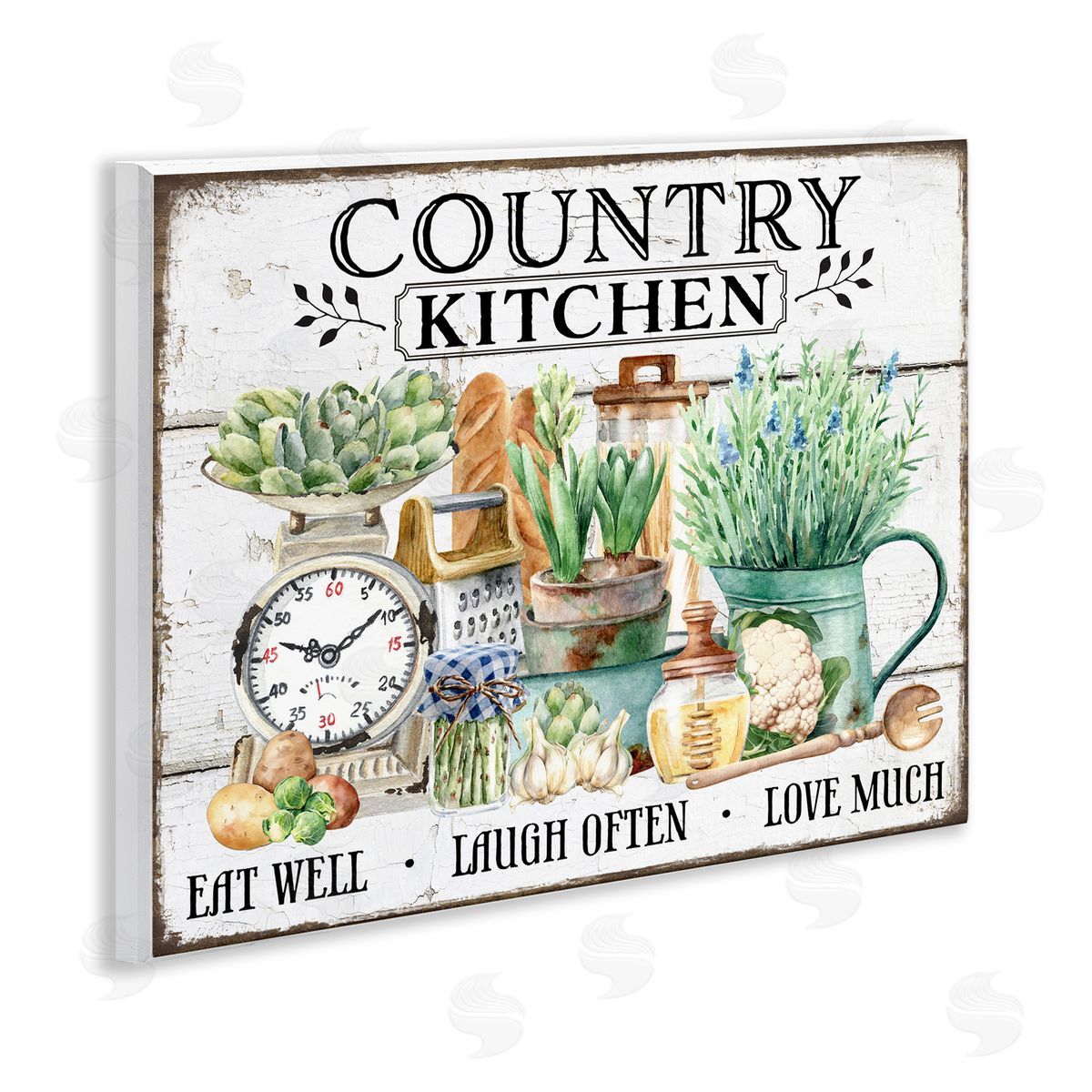 Country Kitchen Still Life Wood Plaque Wall Art, Home Decor by Creatif Belle