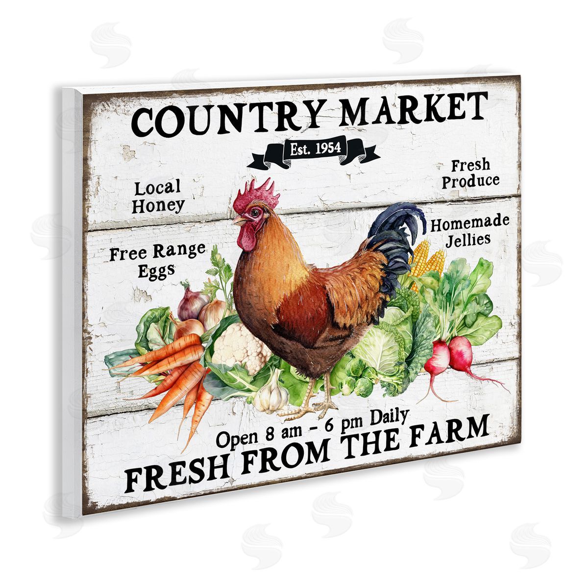 Country Market Vegetables Wood Plaque Wall Art, Home Decor by Creatif Belle