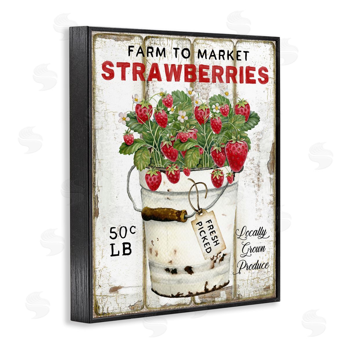 Farm To Market Strawberries Black Frame Print Wall Art, Home Decor by Creatif Belle