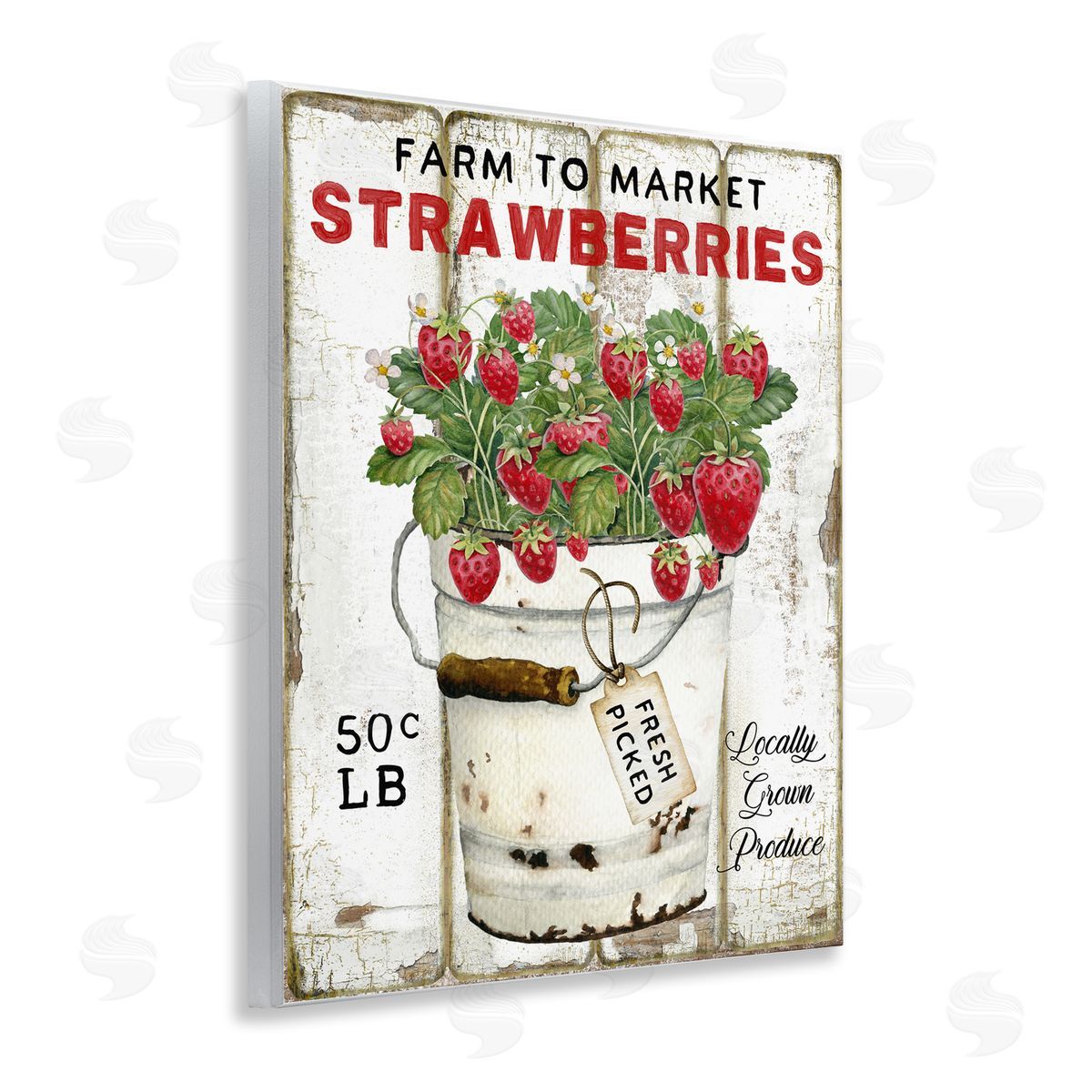 Farm To Market Strawberries Wood Plaque Wall Art, Home Decor by Creatif Belle