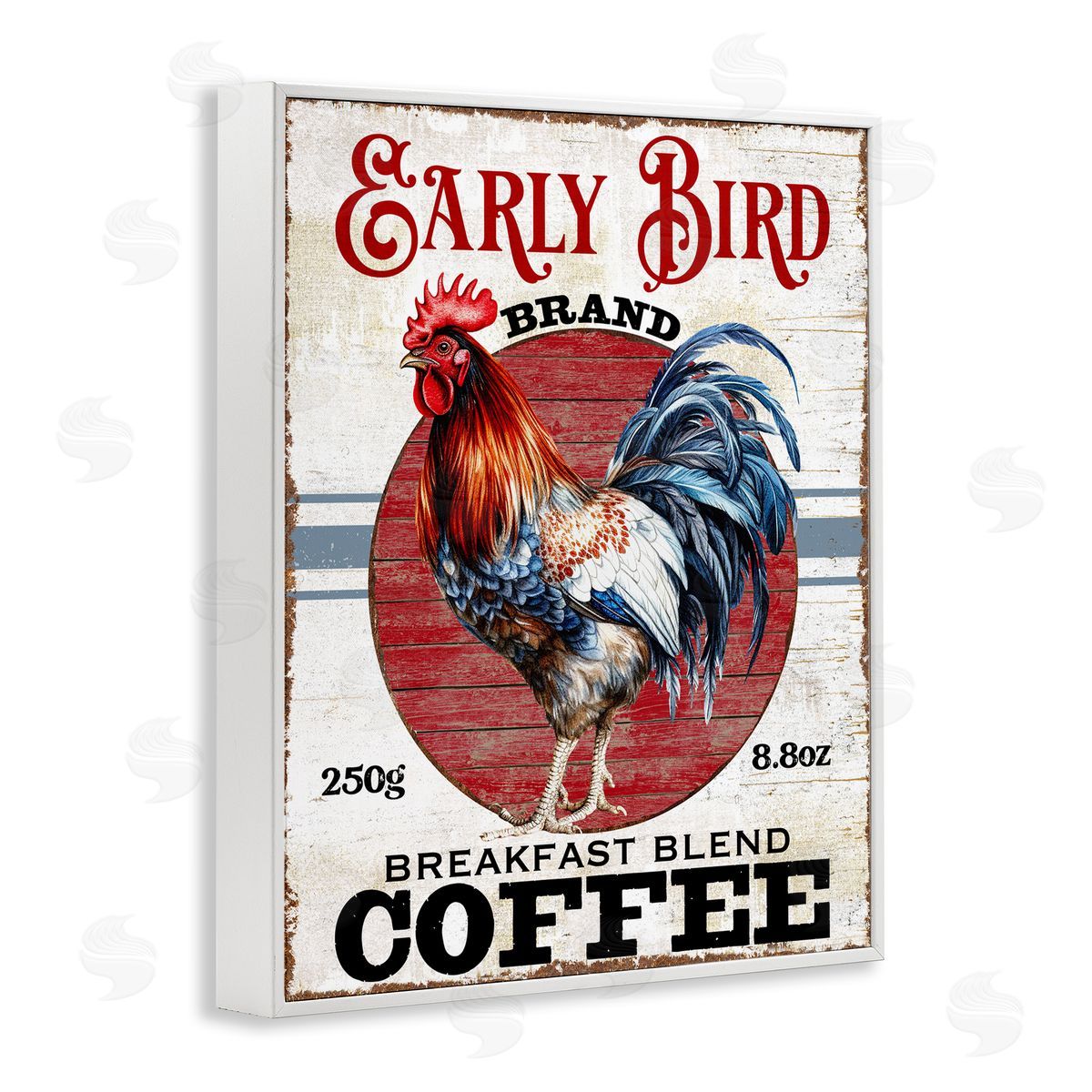 Vintage Early Bird Coffee White Frame Print Wall Art, Home Decor by Creatif Belle