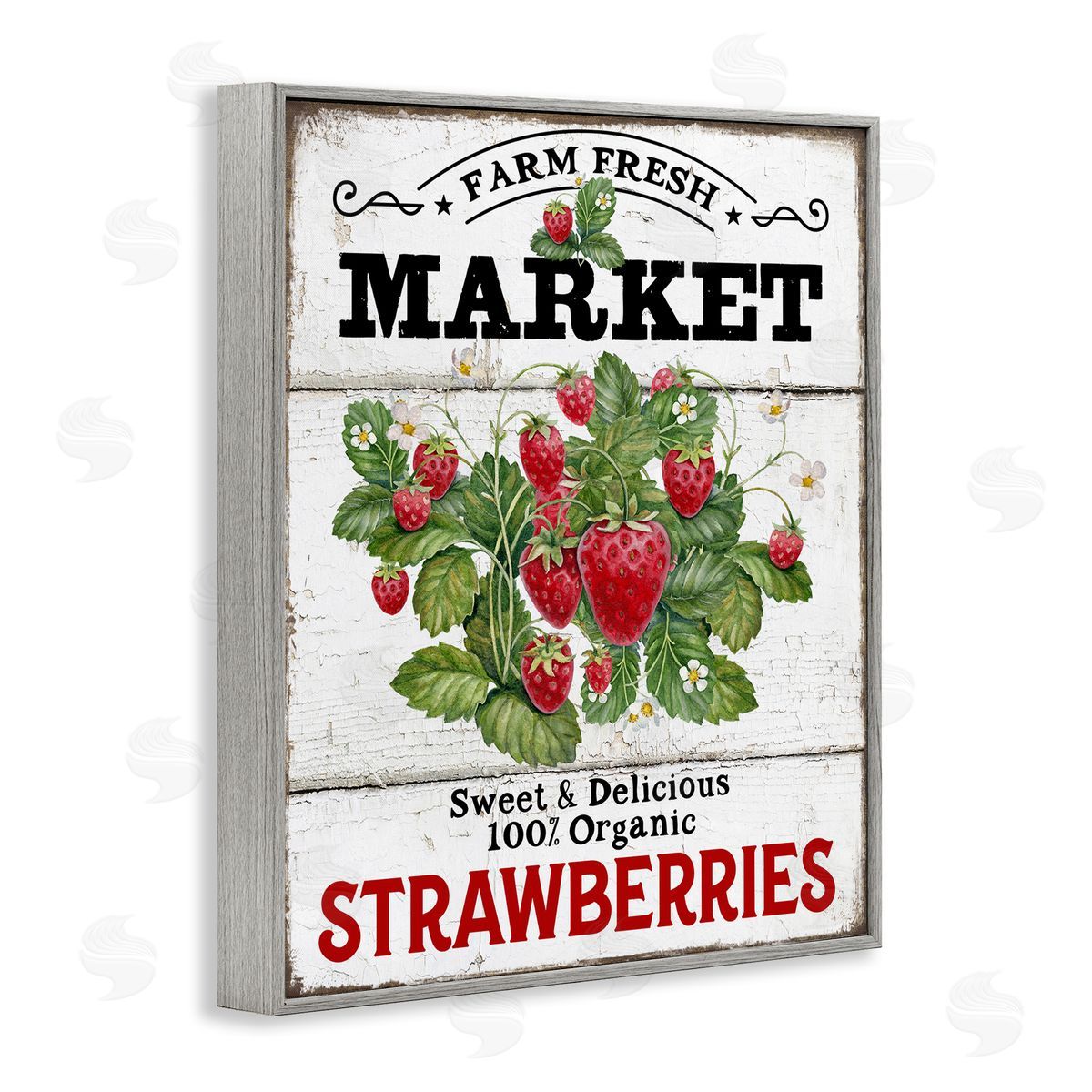 Farm Fresh Strawberries Grey Frame Print Wall Art, Home Decor by Creatif Belle