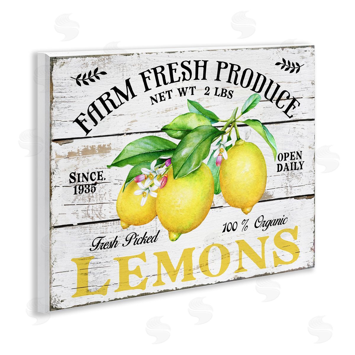 Farm Fresh Produce Lemons Wood Plaque Wall Art, Home Decor by Creatif Belle