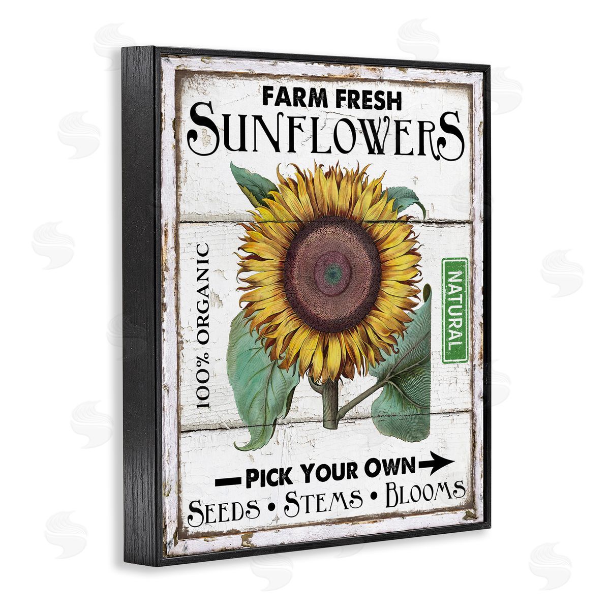 Rustic Farm Fresh Sunflowers Black Frame Print Wall Art, Home Decor by Creatif Belle