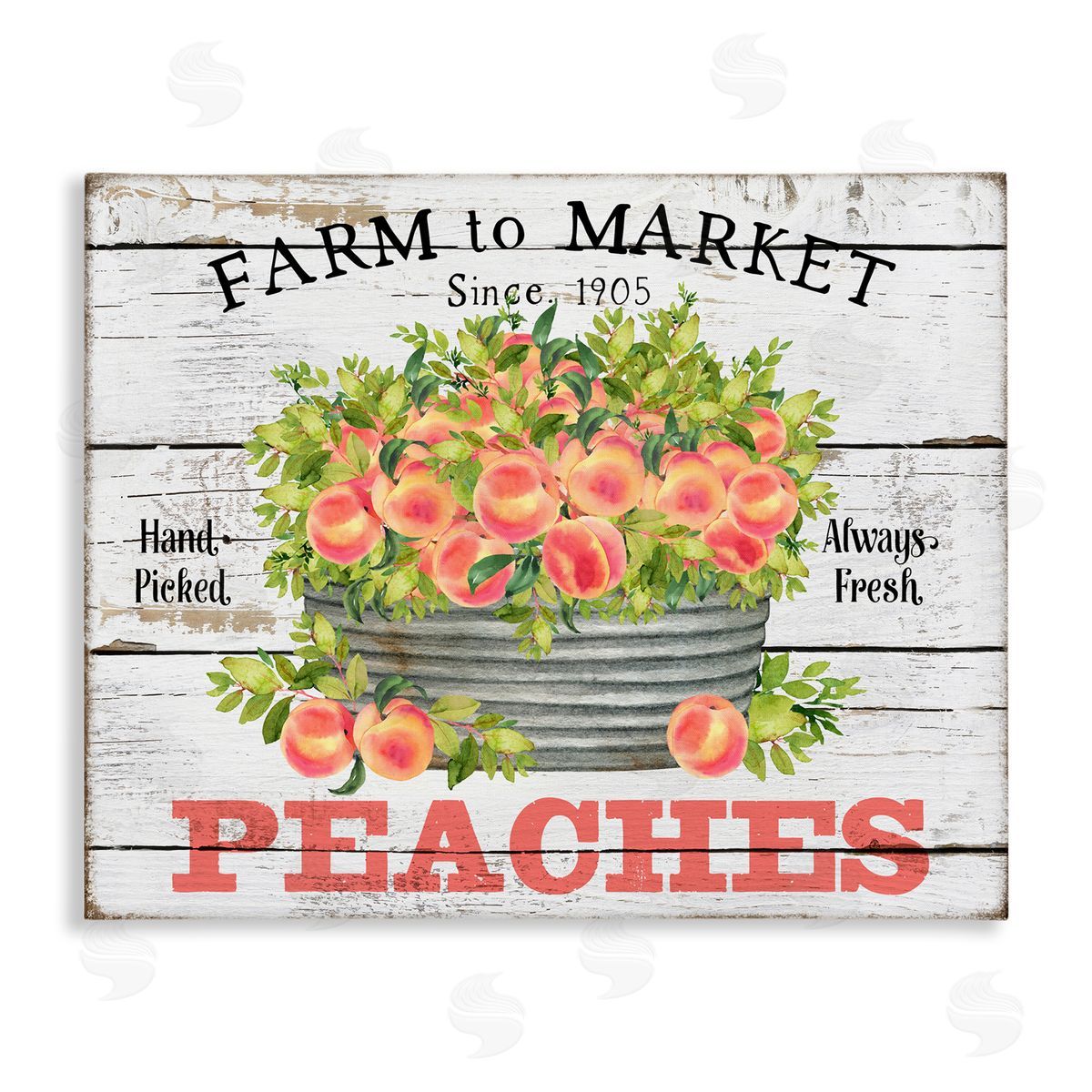Farm To Market Peaches Canvas Wall Art, Home Decor by Creatif Belle