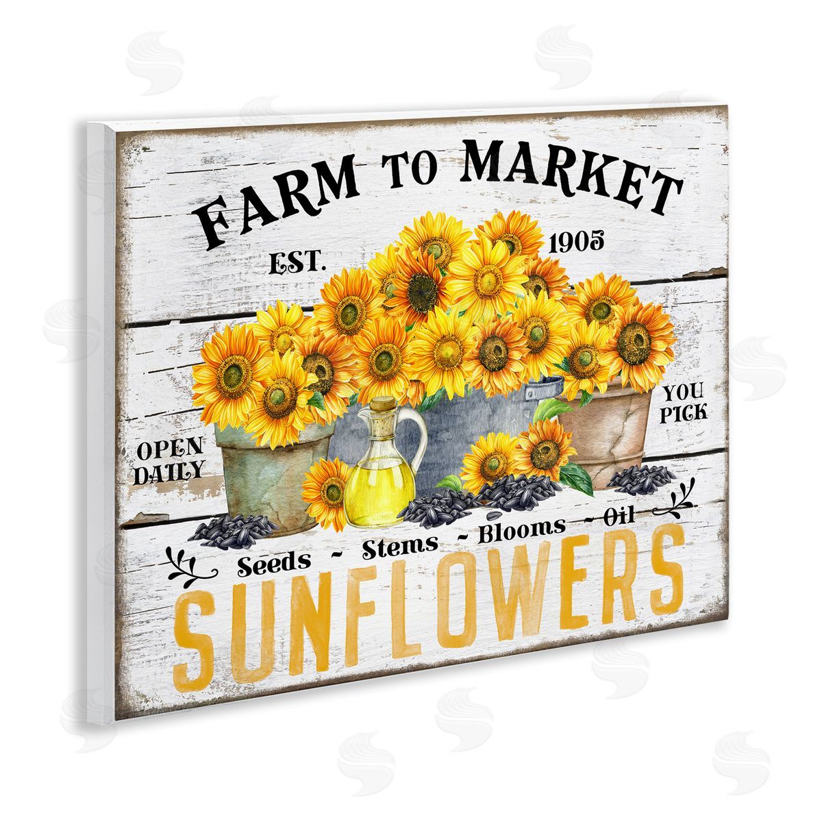 Farm To Market Sunflowers Wood Plaque Wall Art, Home Decor by Creatif Belle