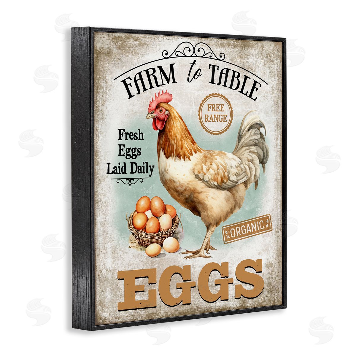 Vintage Farm Eggs Black Frame Print Wall Art, Home Decor by Creatif Belle