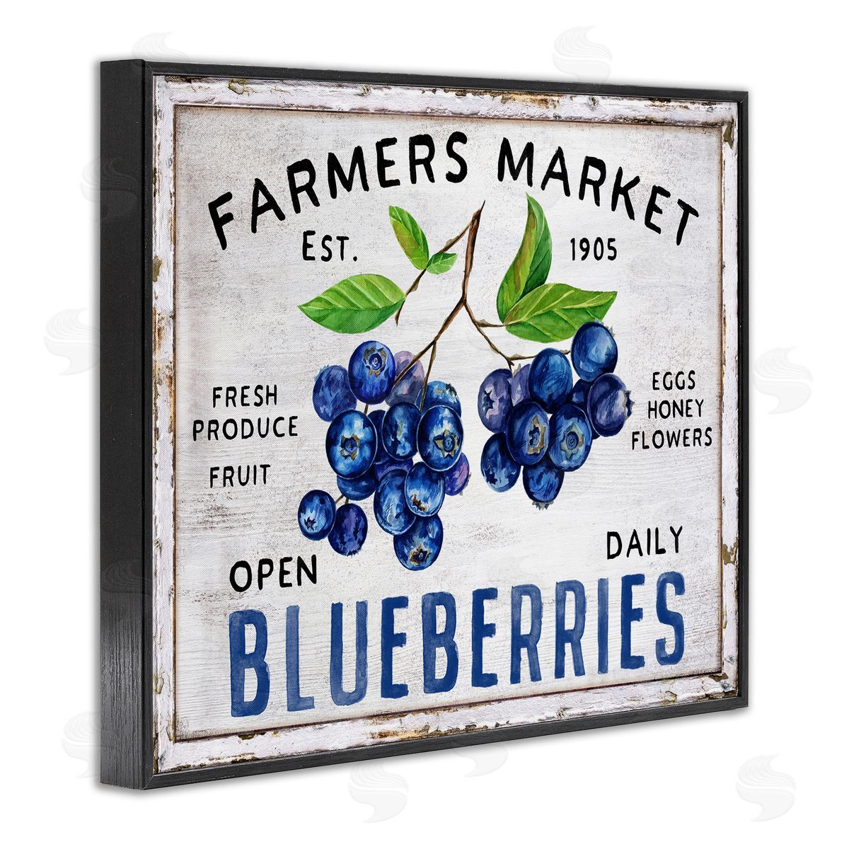 Farmers Market Blueberries Black Frame Print Wall Art, Home Decor by Creatif Belle
