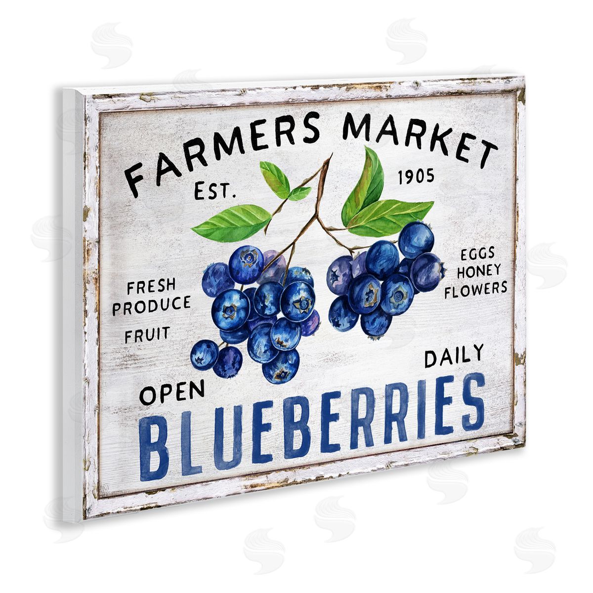 Farmers Market Blueberries Wood Plaque Wall Art, Home Decor by Creatif Belle
