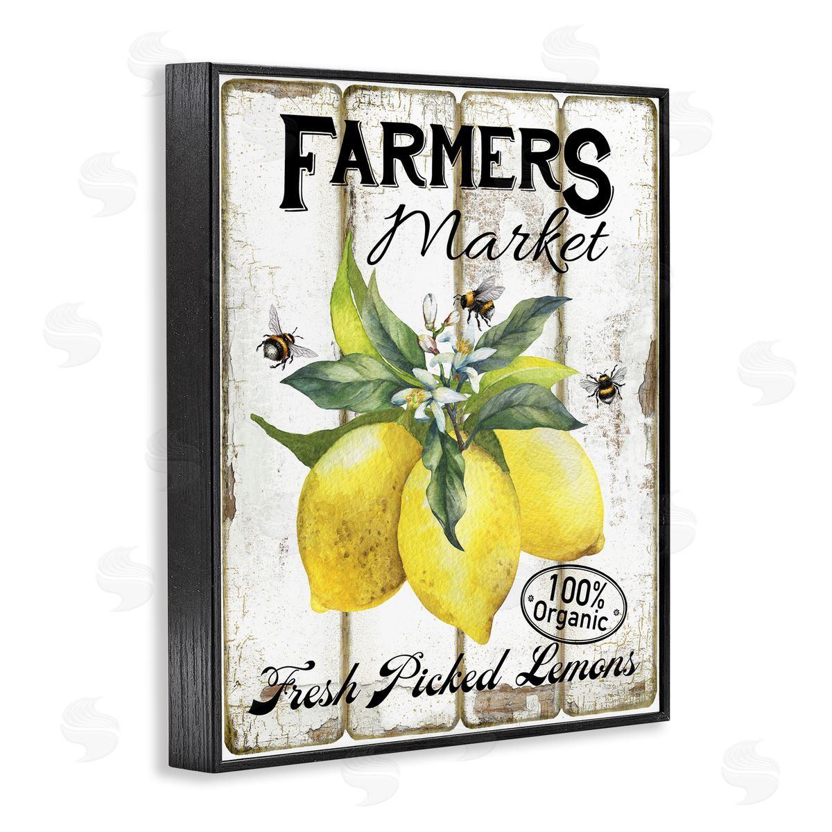 Rustic Farm Market Lemons Black Frame Print Wall Art, Home Decor by Creatif Belle