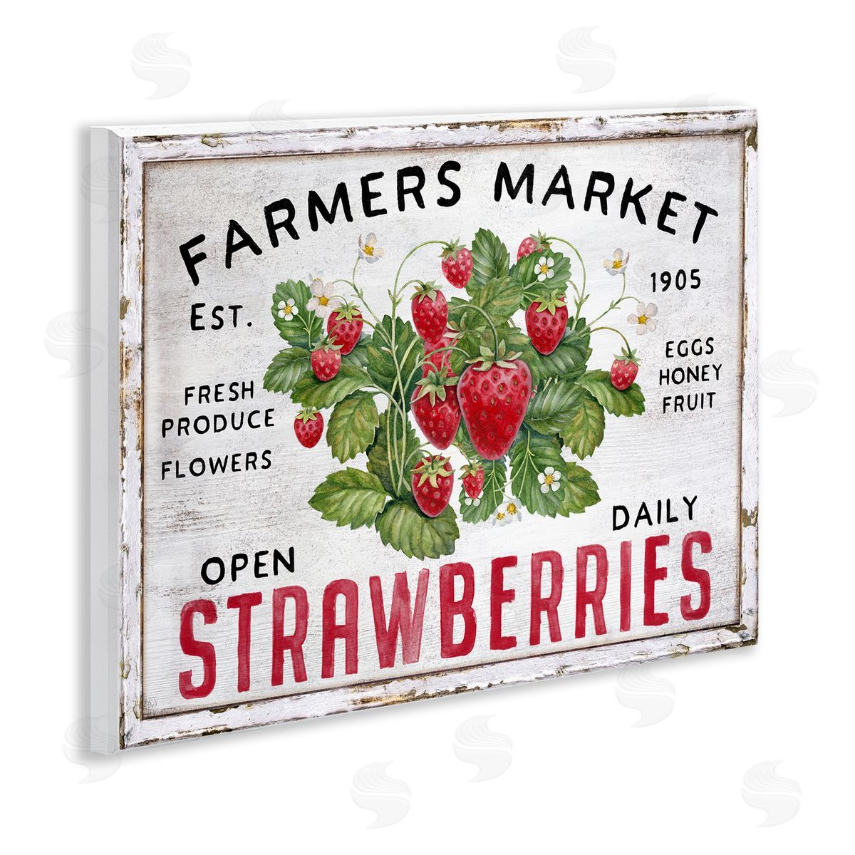 Farmers Market Strawberries Wood Plaque Wall Art, Home Decor by Creatif Belle