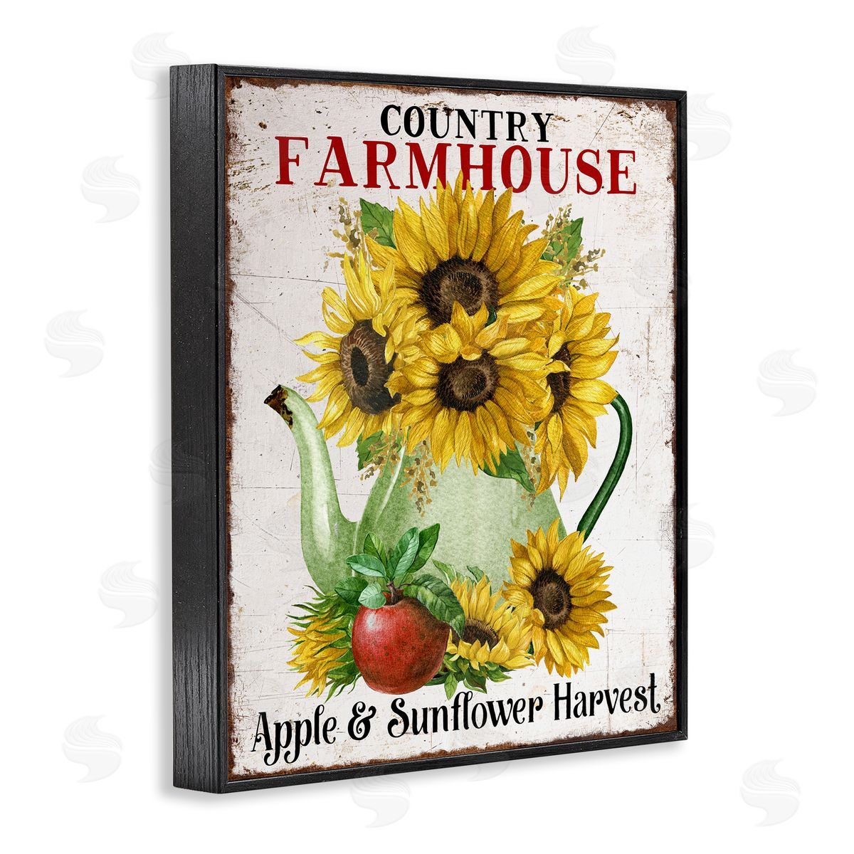Country Sunflower Harvest Black Frame Print Wall Art, Home Decor by Creatif Belle
