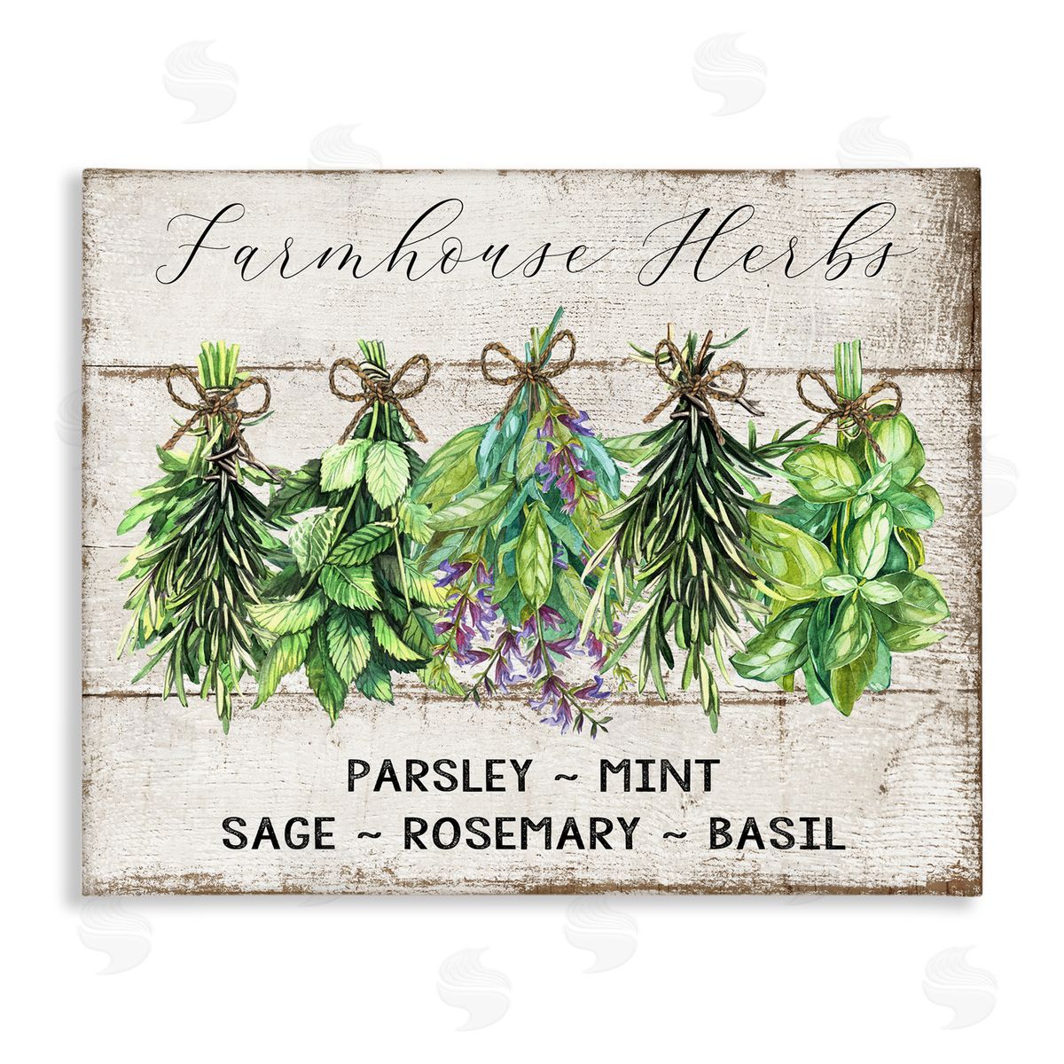 Vintage Farm Market Herbs Canvas Wall Art, Home Decor by Creatif Belle