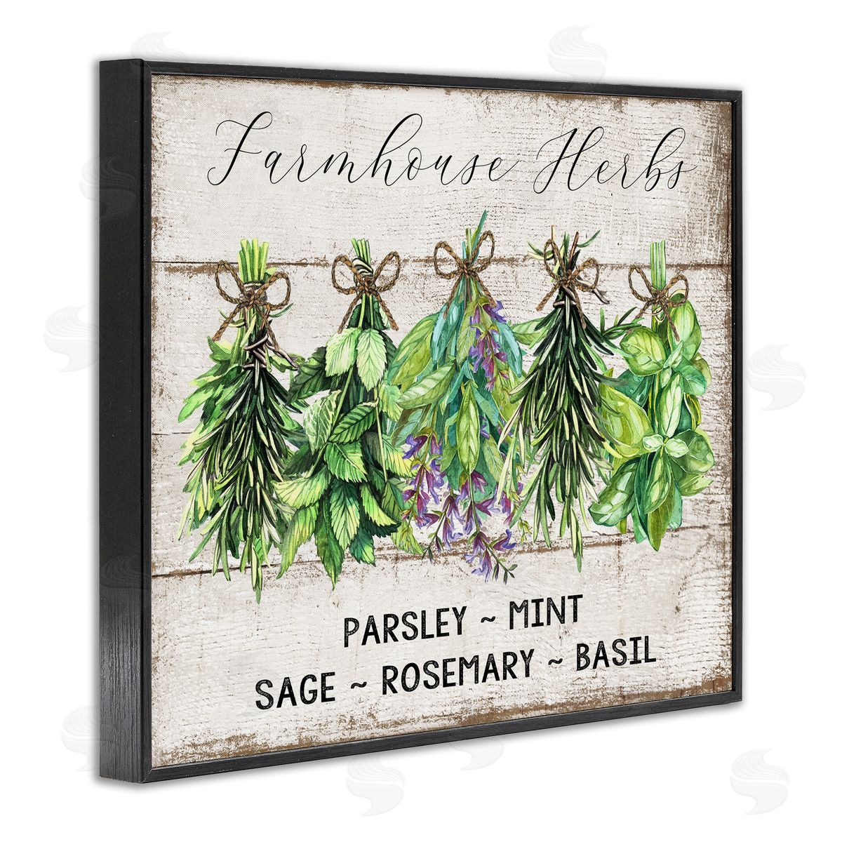 Vintage Farm Market Herbs Black Frame Print Wall Art, Home Decor by Creatif Belle