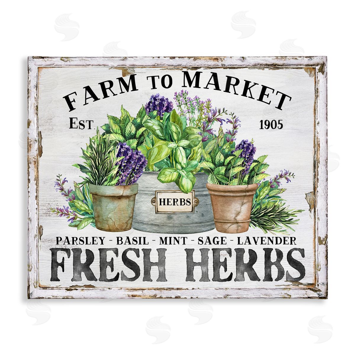 Farmhouse Fresh Herbs Canvas Wall Art, Home Decor by Creatif Belle