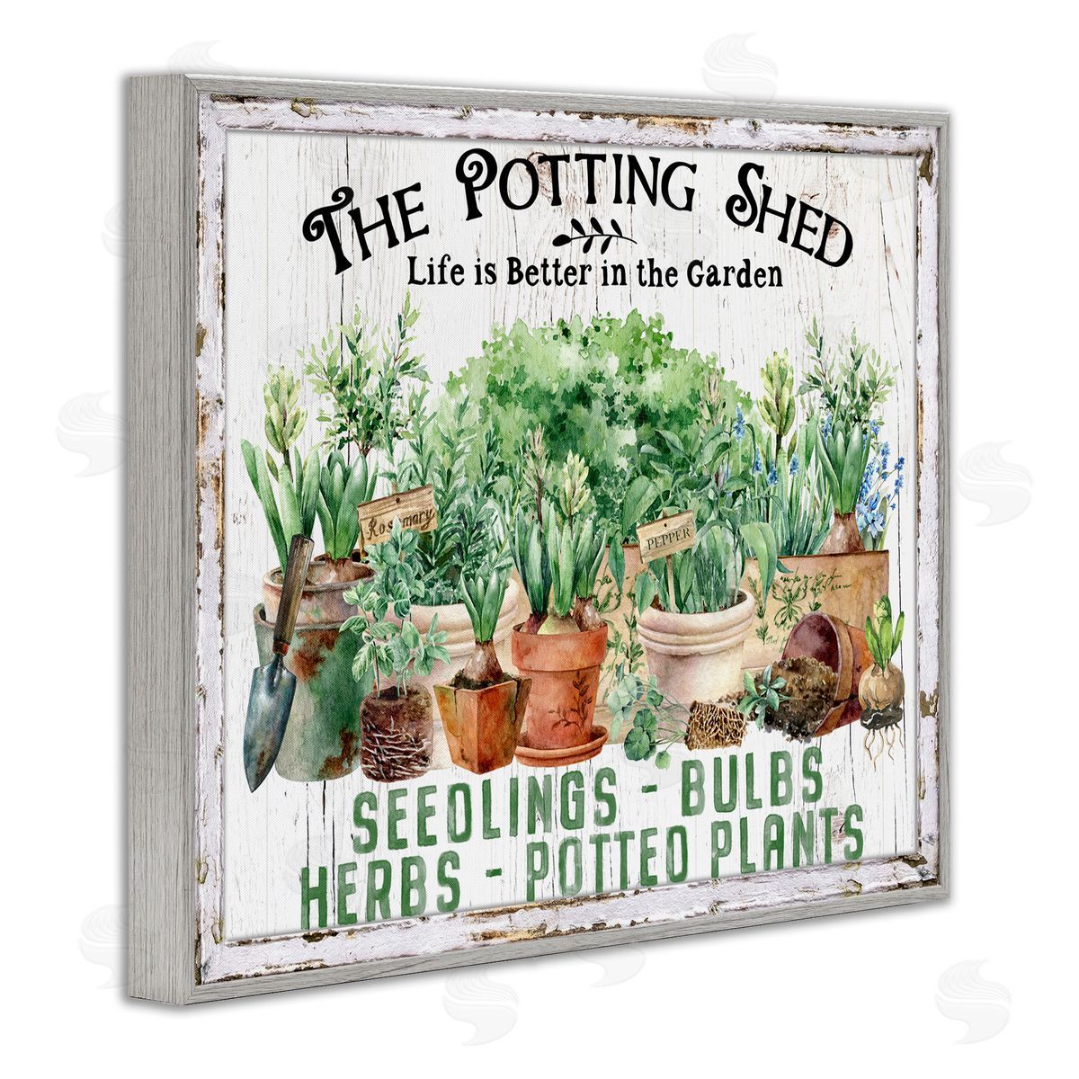 Farmhouse Potting Shed Grey Frame Print Wall Art, Home Decor by Creatif Belle