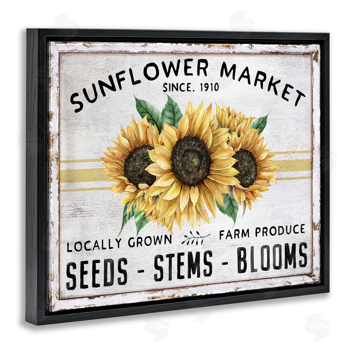Farmhouse Sunflower Market Black Floating Frame Canvas Wall Art, Home Decor by Creatif Belle