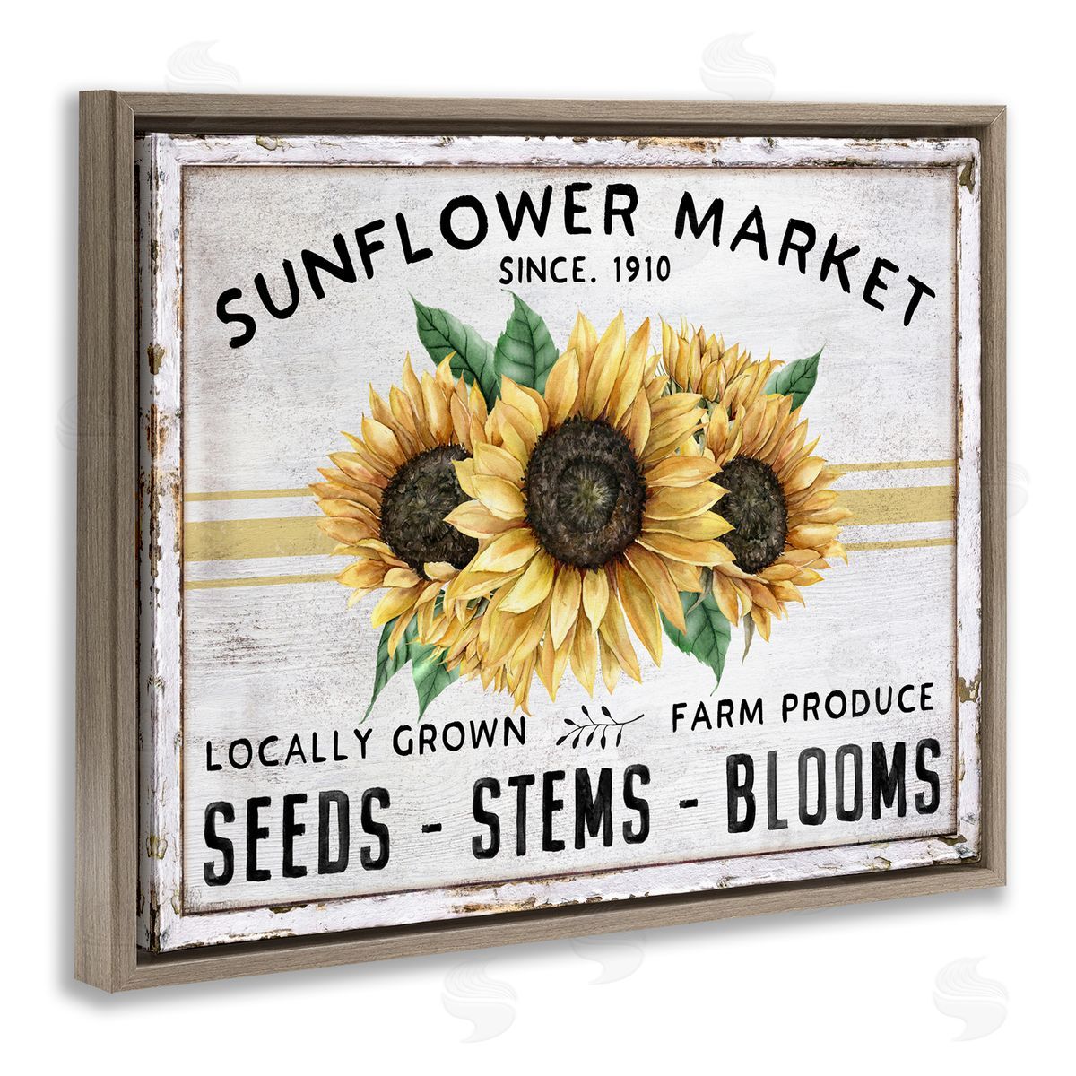 Farmhouse Sunflower Market Brown Floating Frame Canvas Wall Art, Home Decor by Creatif Belle