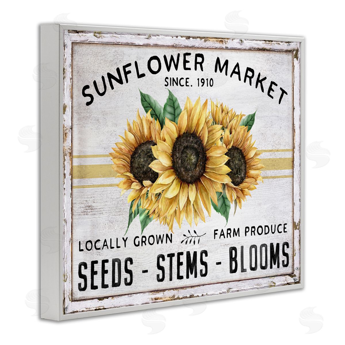 Farmhouse Sunflower Market White Frame Print Wall Art, Home Decor by Creatif Belle