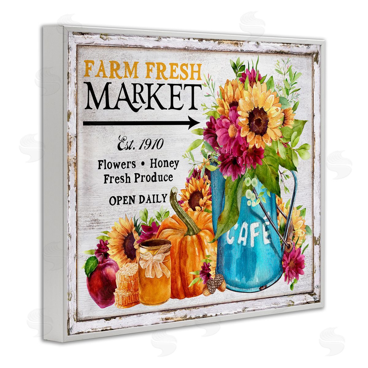 Fall Farm Market White Frame Print Wall Art, Home Decor by Creatif Belle