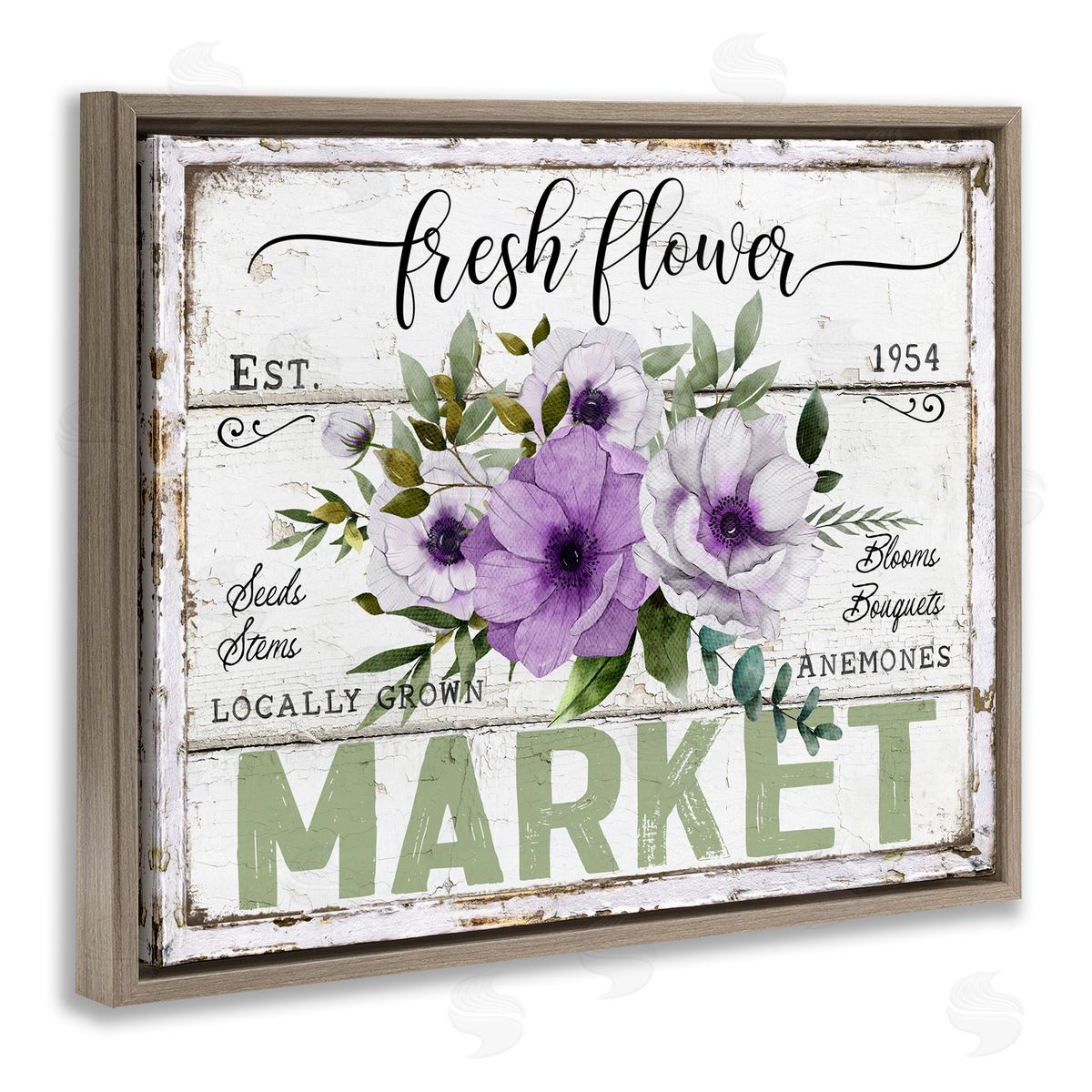 Fresh Flower Market Anemone Brown Floating Frame Canvas Wall Art, Home Decor by Creatif Belle