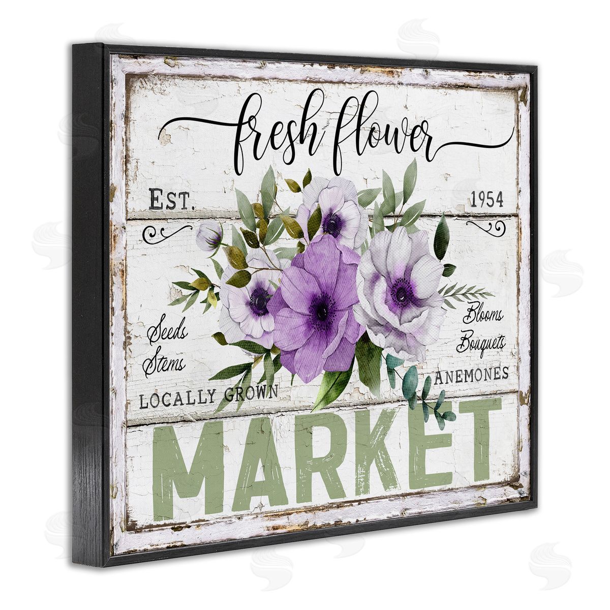 Fresh Flower Market Anemone Black Frame Print Wall Art, Home Decor by Creatif Belle