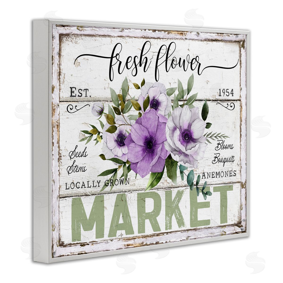 Fresh Flower Market Anemone White Frame Print Wall Art, Home Decor by Creatif Belle