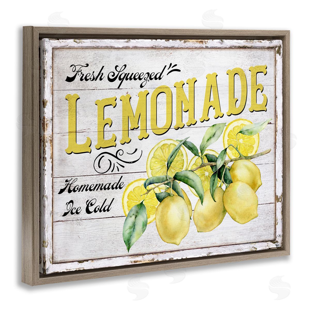 Fresh Squeezed Lemonade Brown Floating Frame Canvas Wall Art, Home Decor by Creatif Belle