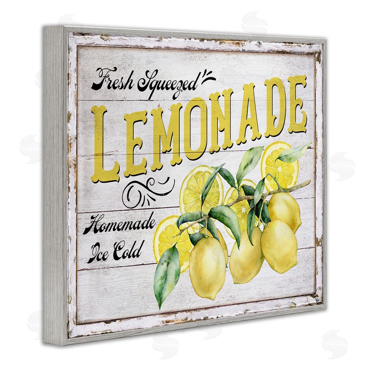 Fresh Squeezed Lemonade Grey Frame Print Wall Art, Home Decor by Creatif Belle