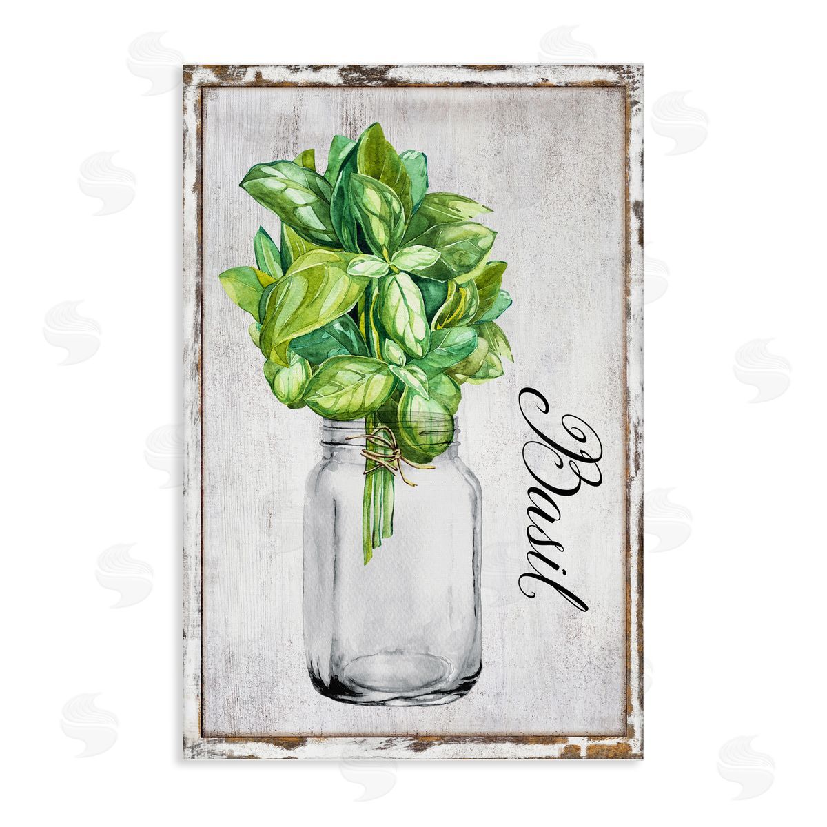 Rustic Garden Basil Canvas Wall Art, Home Decor by Creatif Belle