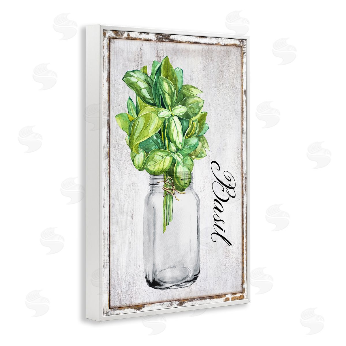 Rustic Garden Basil White Frame Print Wall Art, Home Decor by Creatif Belle