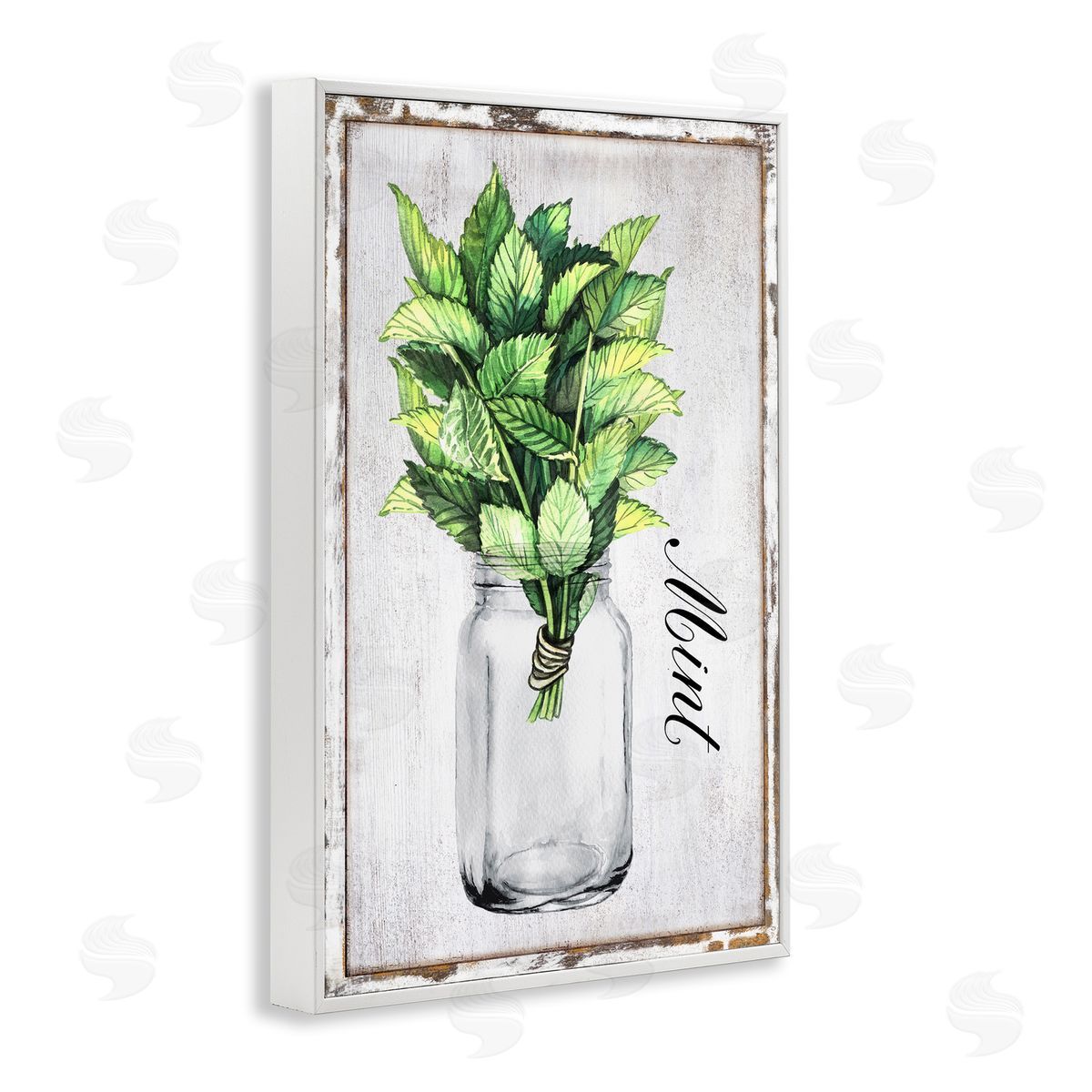 Rustic Garden Mint White Frame Print Wall Art, Home Decor by Creatif Belle