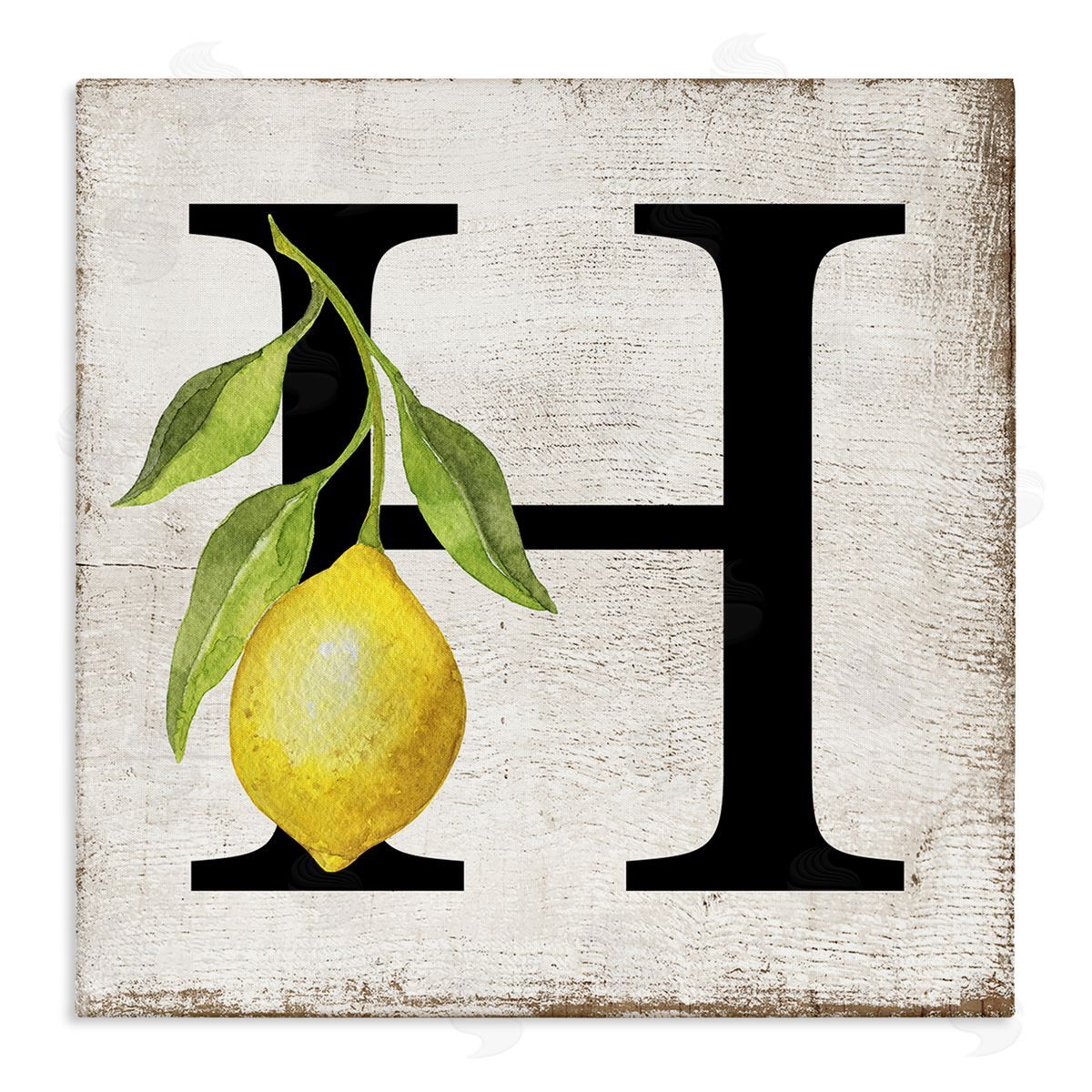 H with Lemon Letter Canvas Wall Art, Home Decor by Creatif Belle