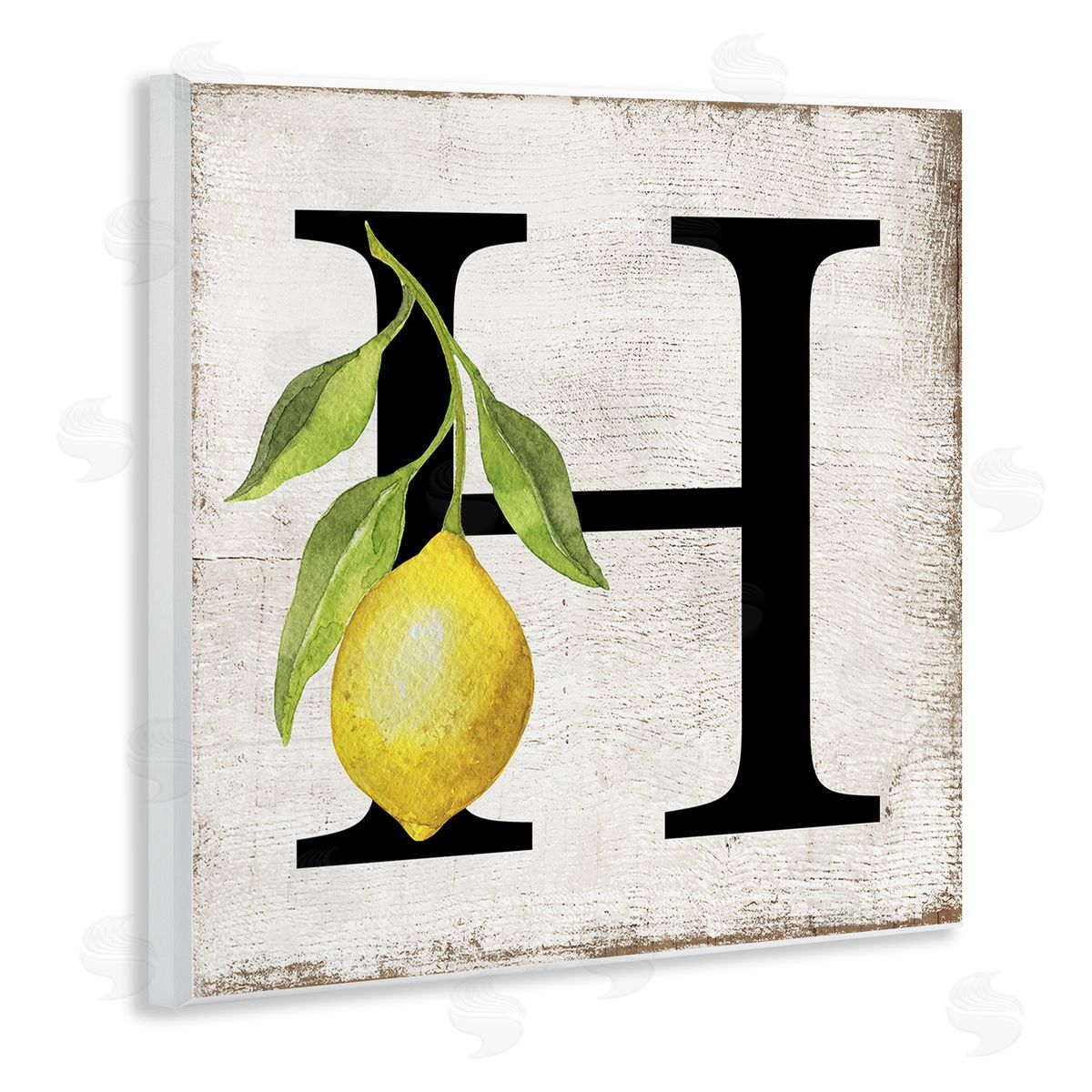 H with Lemon Letter Wood Plaque Wall Art, Home Decor by Creatif Belle