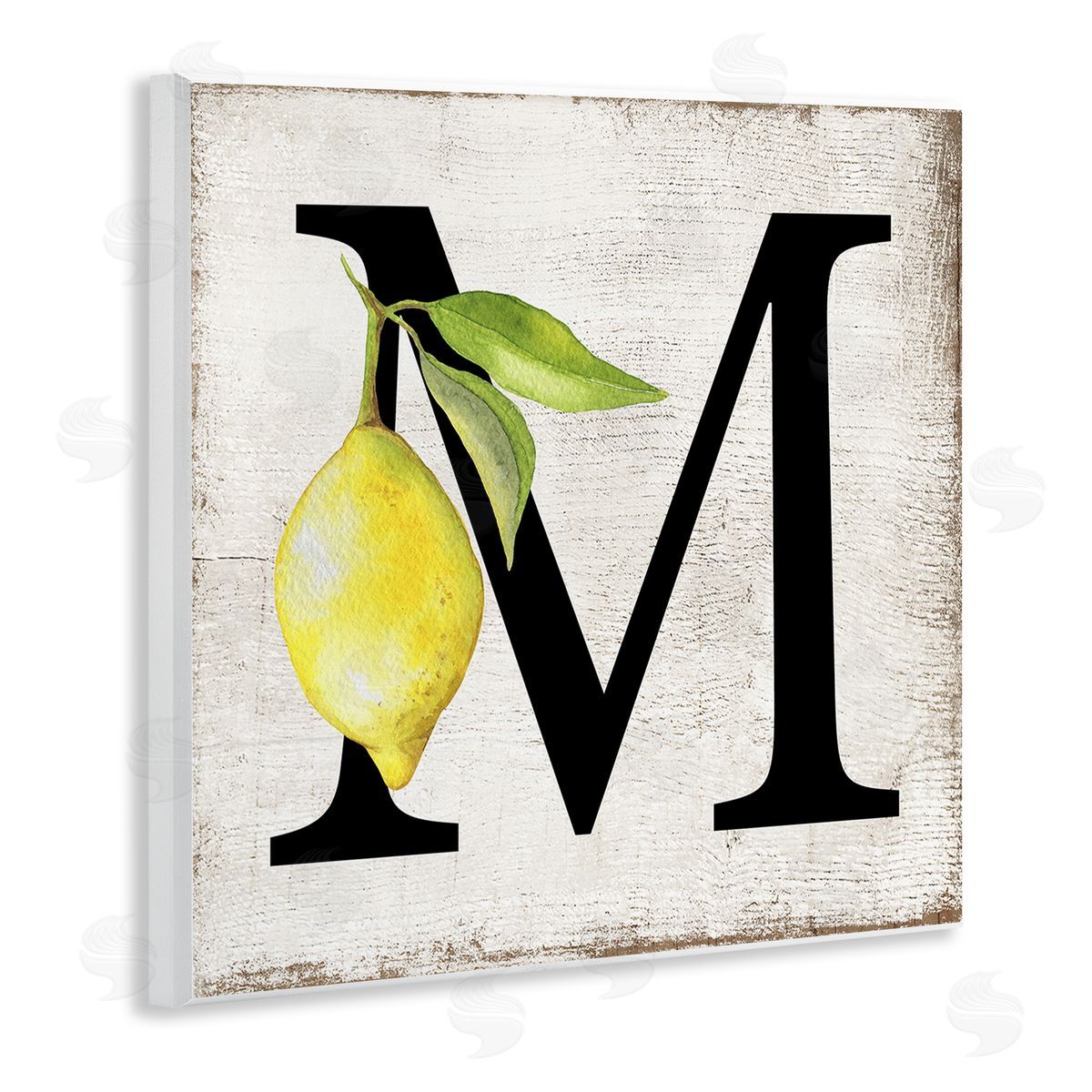M with Lemon Letter Wood Plaque Wall Art, Home Decor by Creatif Belle